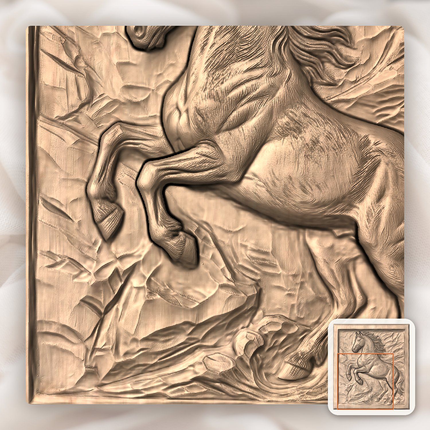 Rearing Wild Mustang Stallion CNC Relief STL bas-relief STL — view 9