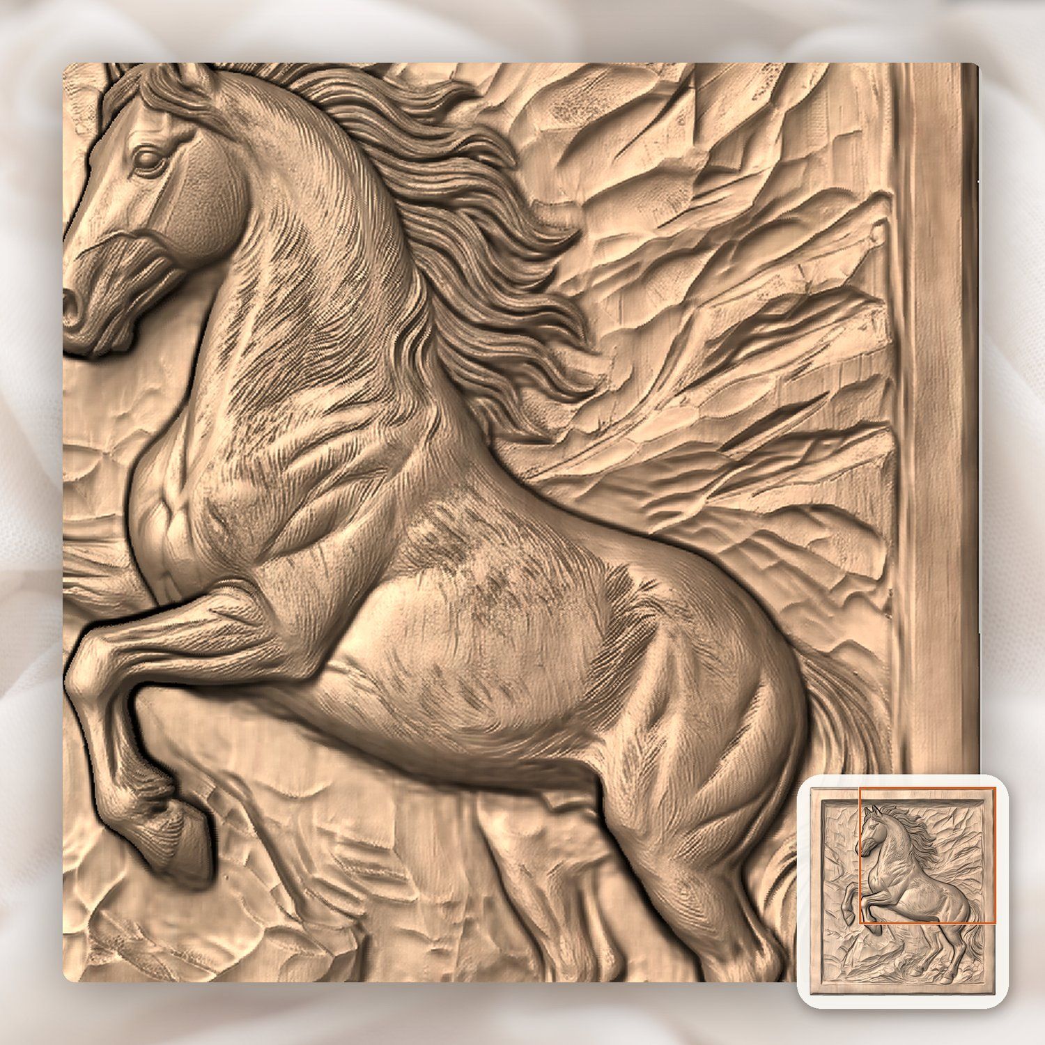 Rearing Wild Mustang Stallion CNC Relief STL bas-relief STL — view 10