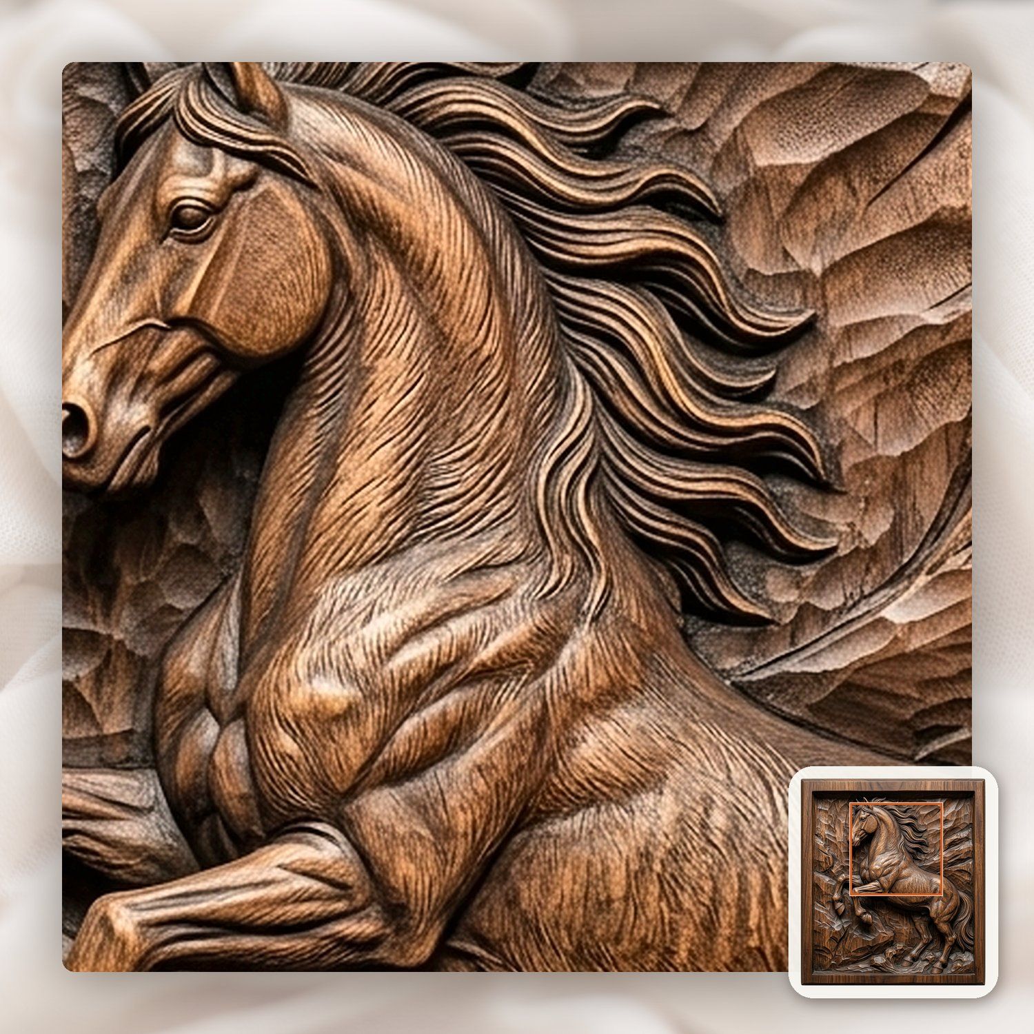 Rearing Wild Mustang Stallion CNC Relief STL bas-relief STL — view 11
