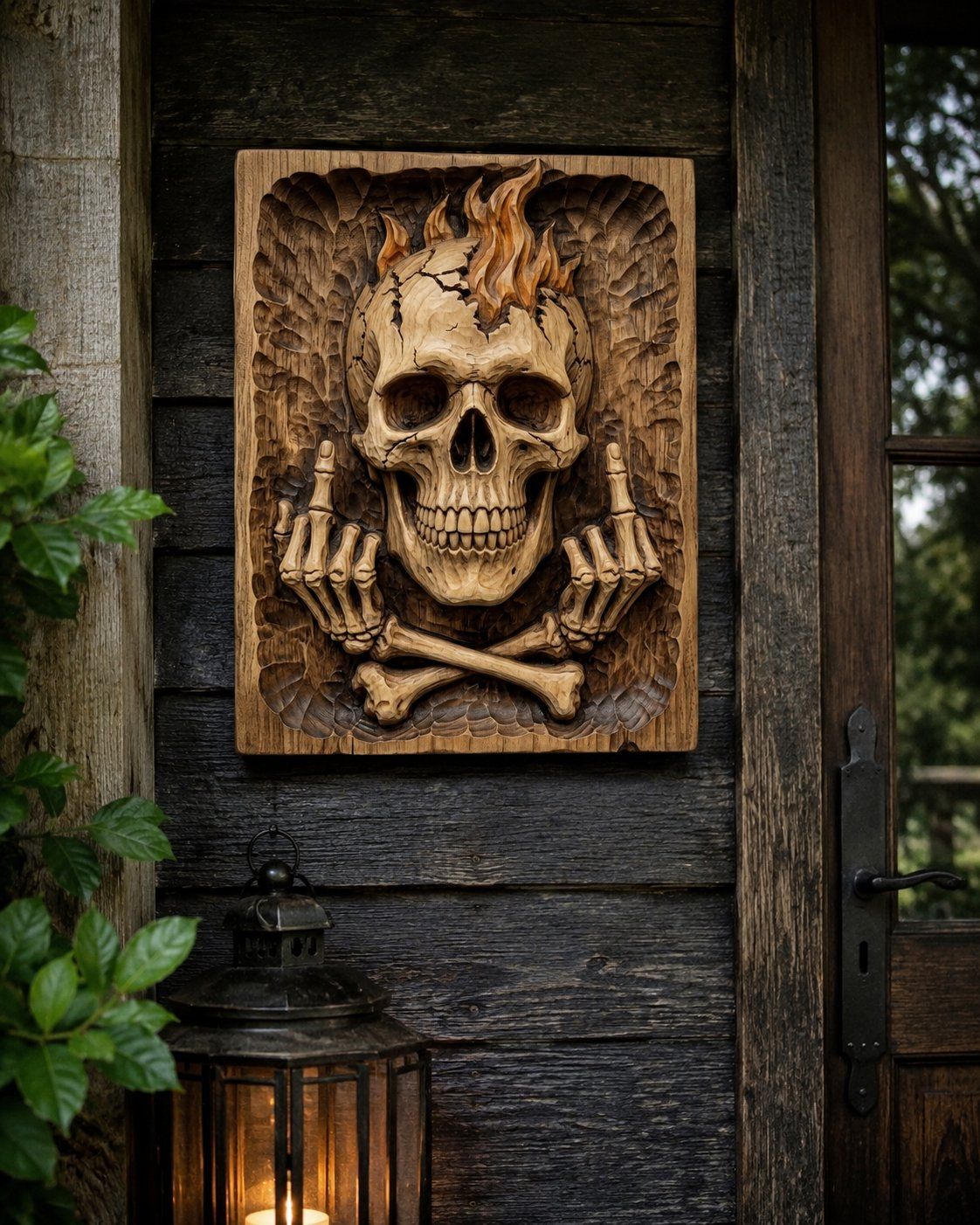 Rebel Skull Middle Finger Fire CNC Relief STL bas-relief STL — view 7