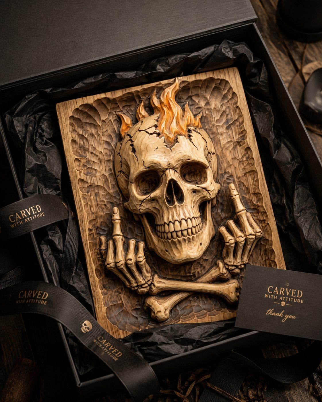 Rebel Skull Middle Finger Fire CNC Relief STL bas-relief STL — view 8
