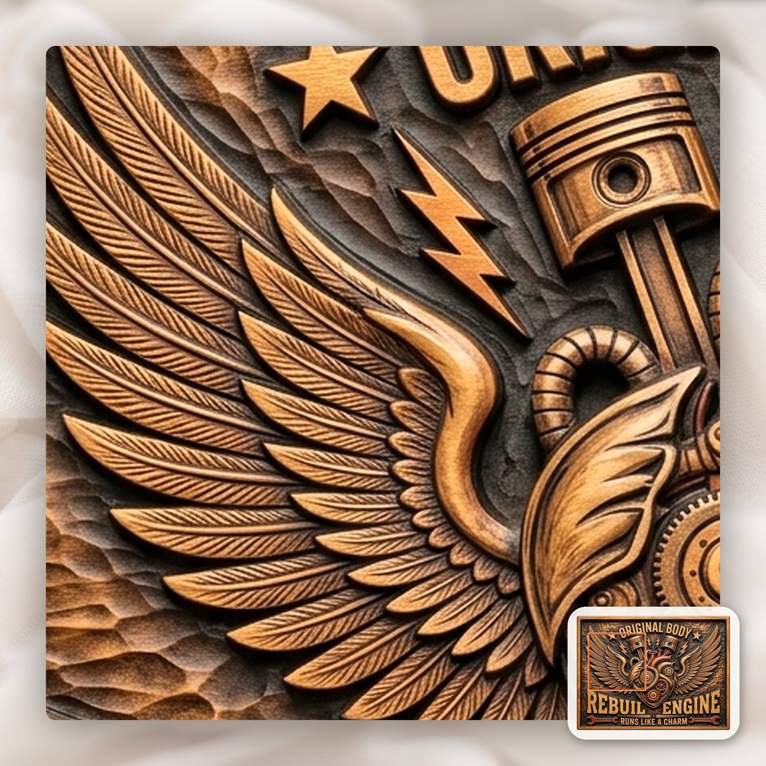 Rebuilt Engine Mechanical Heart Wings CNC Relief STL bas-relief STL — view 12