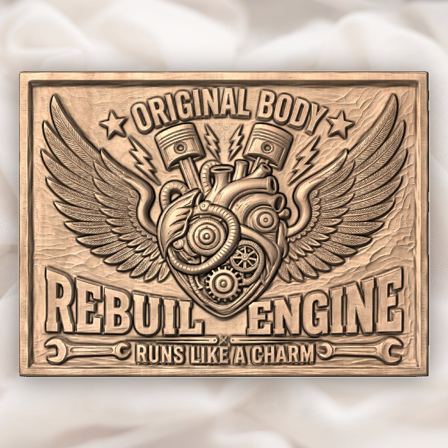 Rebuilt Engine Mechanical Heart Wings CNC Relief STL bas-relief STL — view 5