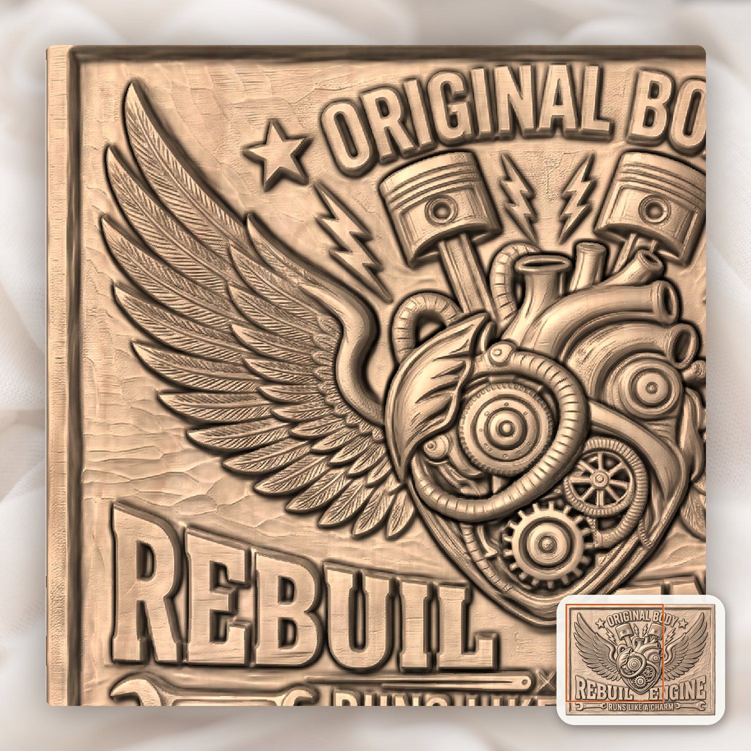 Rebuilt Engine Mechanical Heart Wings CNC Relief STL bas-relief STL — view 10