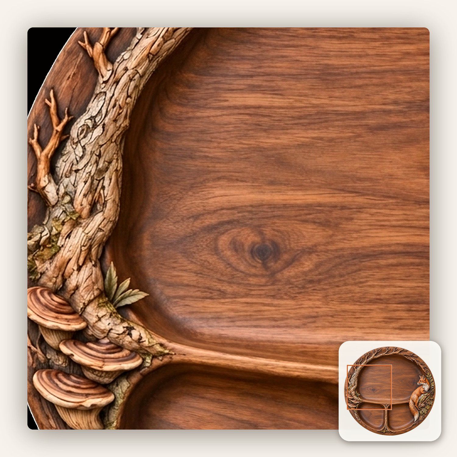 Red Fox Woodland Tree Serving Tray CNC Relief STL bas-relief STL — view 11