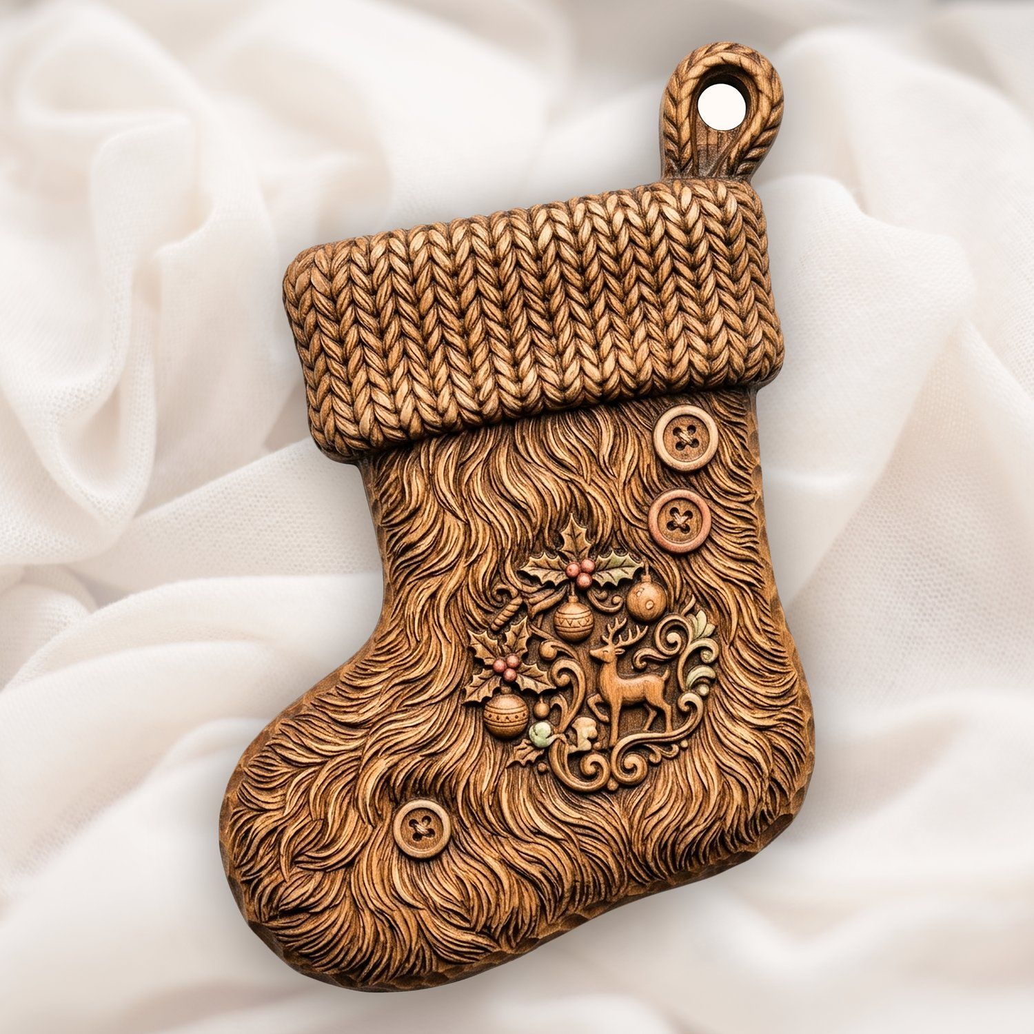 Reindeer Christmas Stocking Ornament CNC Relief STL bas-relief STL — view 4