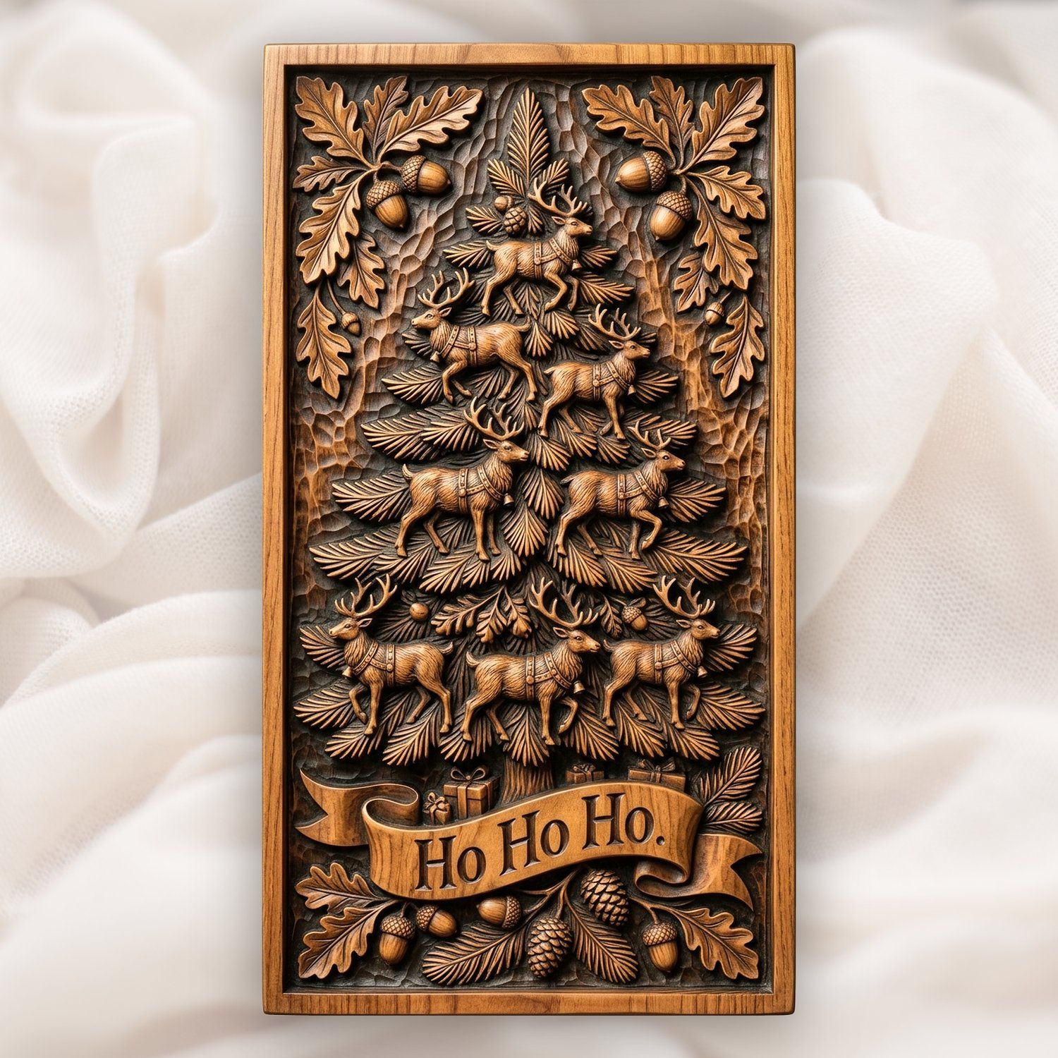 Reindeer Christmas Tree Holiday Wall Art CNC Relief STL bas-relief STL design