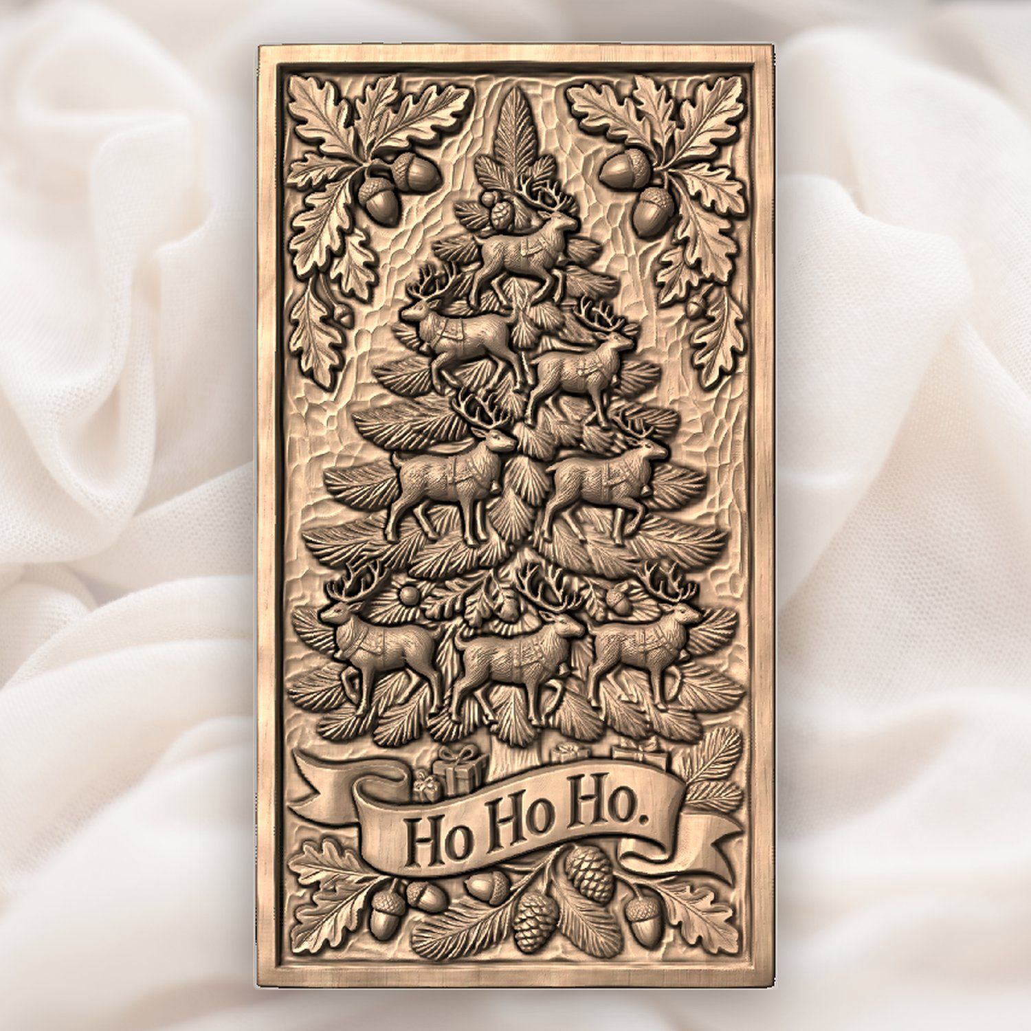 Reindeer Christmas Tree Holiday Wall Art CNC Relief STL bas-relief STL — view 6