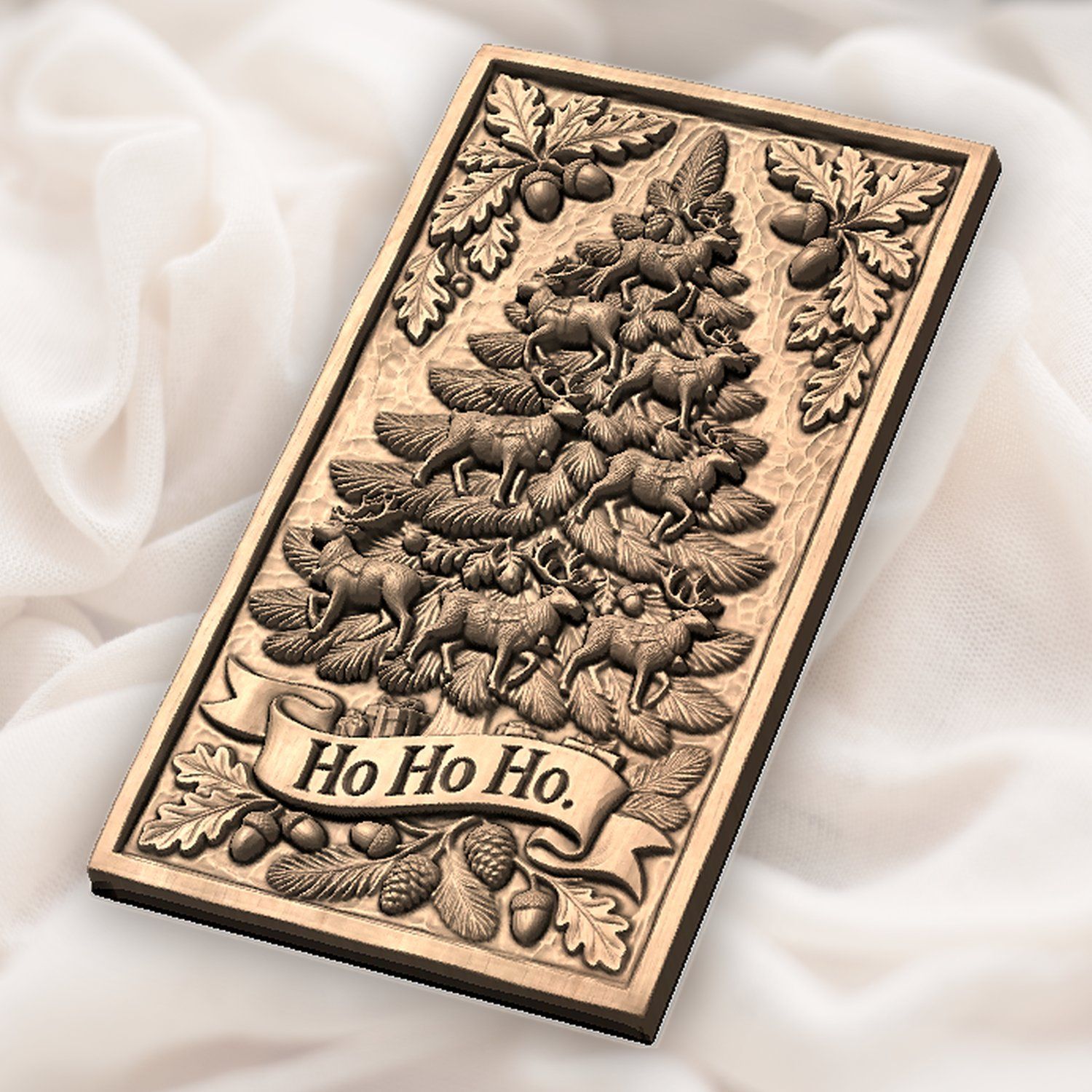 Reindeer Christmas Tree Holiday Wall Art CNC Relief STL bas-relief STL — view 4