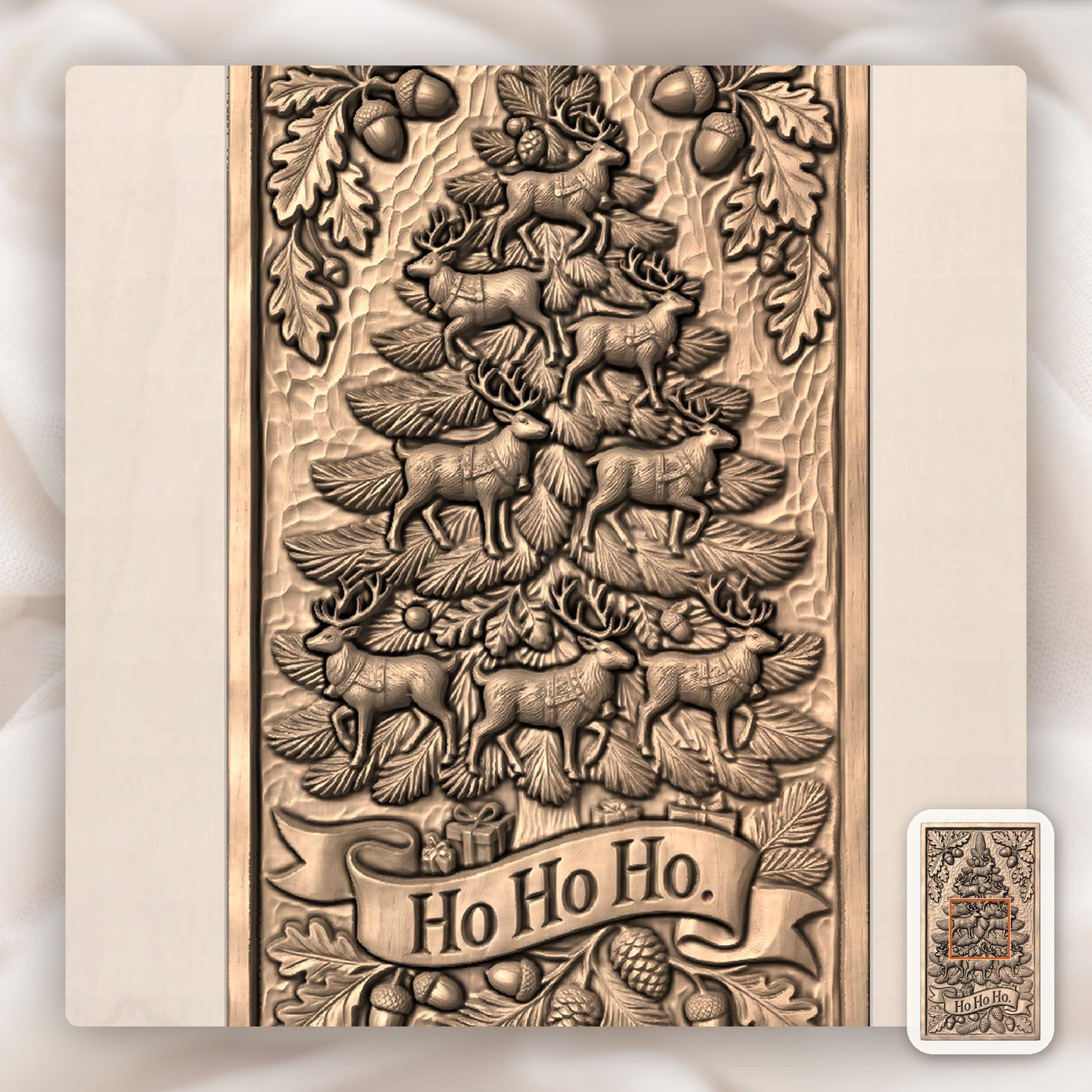 Reindeer Christmas Tree Holiday Wall Art CNC Relief STL bas-relief STL — view 5