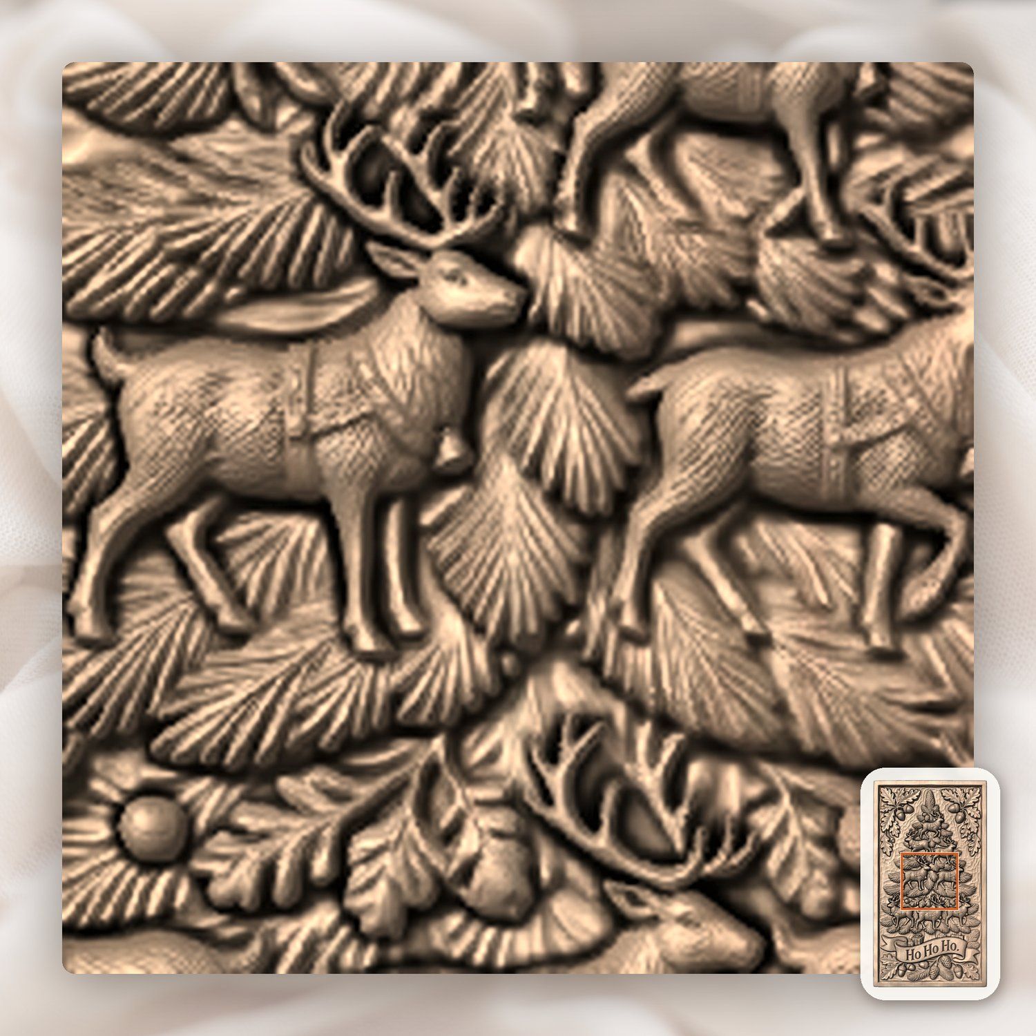 Reindeer Christmas Tree Holiday Wall Art CNC Relief STL bas-relief STL — view 7