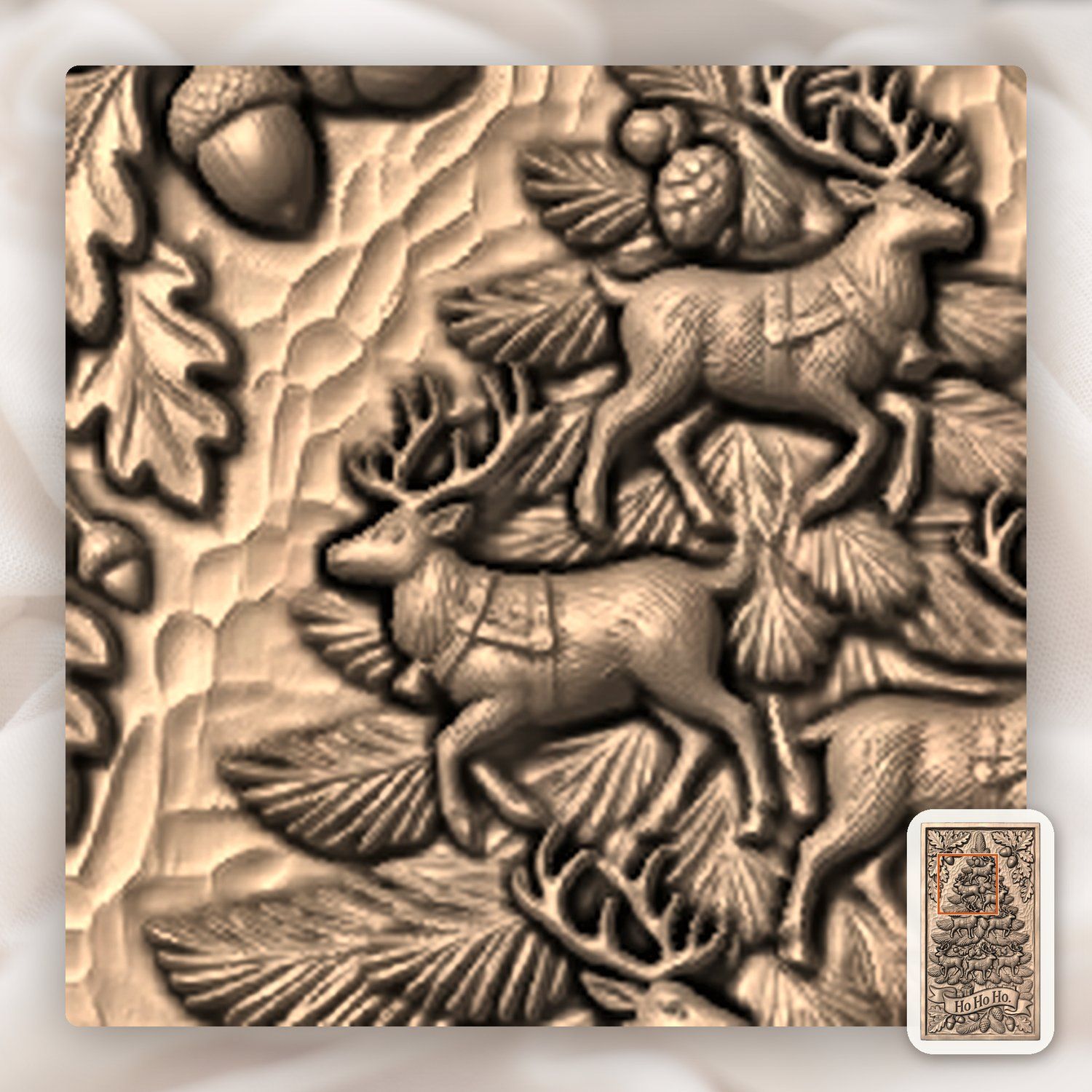 Reindeer Christmas Tree Holiday Wall Art CNC Relief STL bas-relief STL — view 8