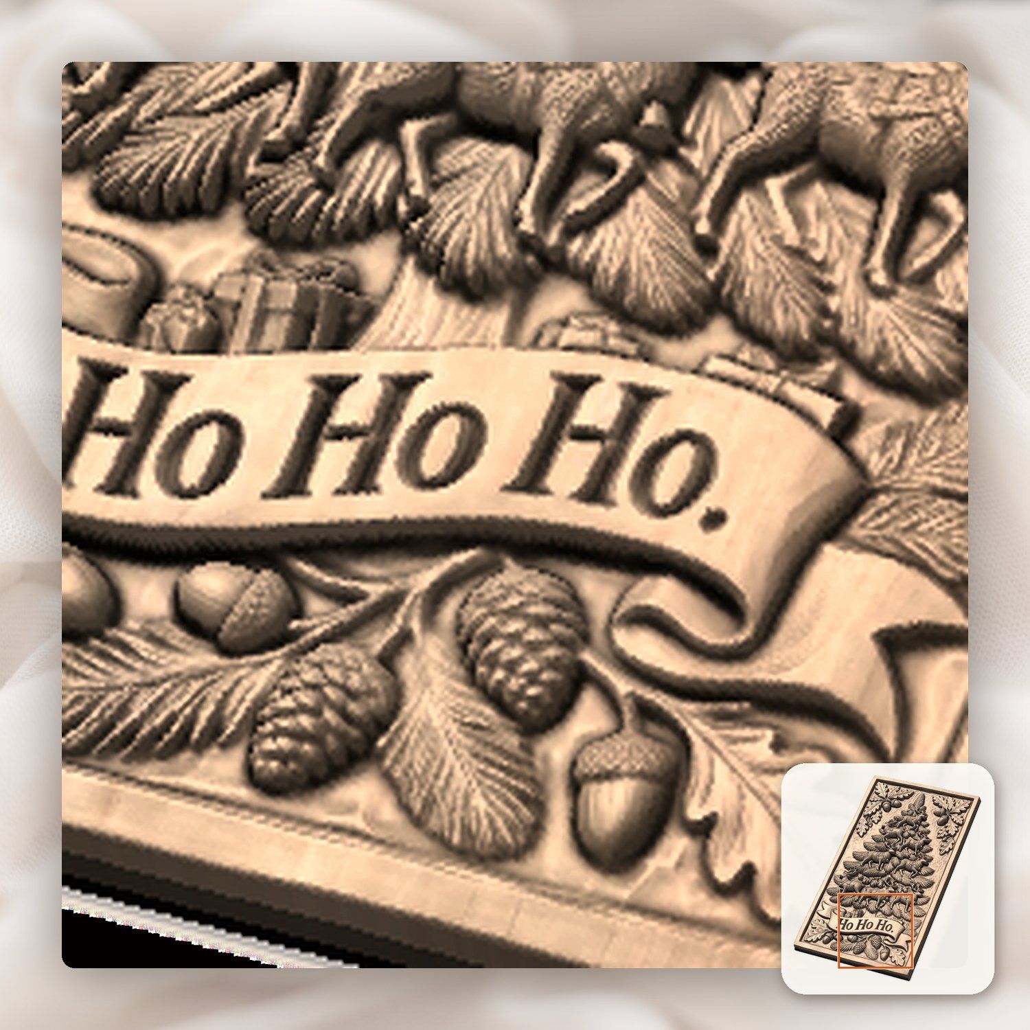 Reindeer Christmas Tree Holiday Wall Art CNC Relief STL bas-relief STL — view 10