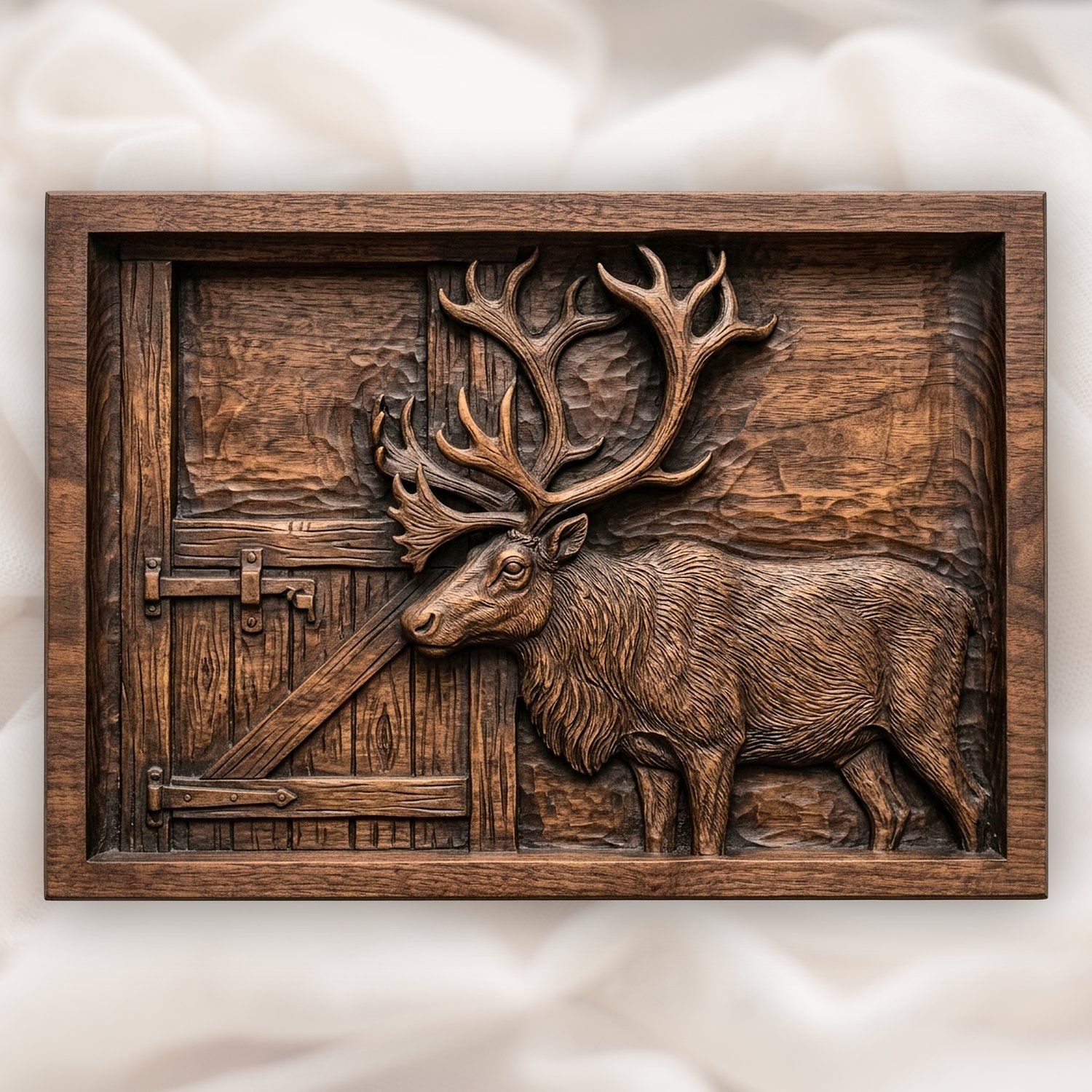 Reindeer Stable Scene CNC Relief STL bas-relief STL design