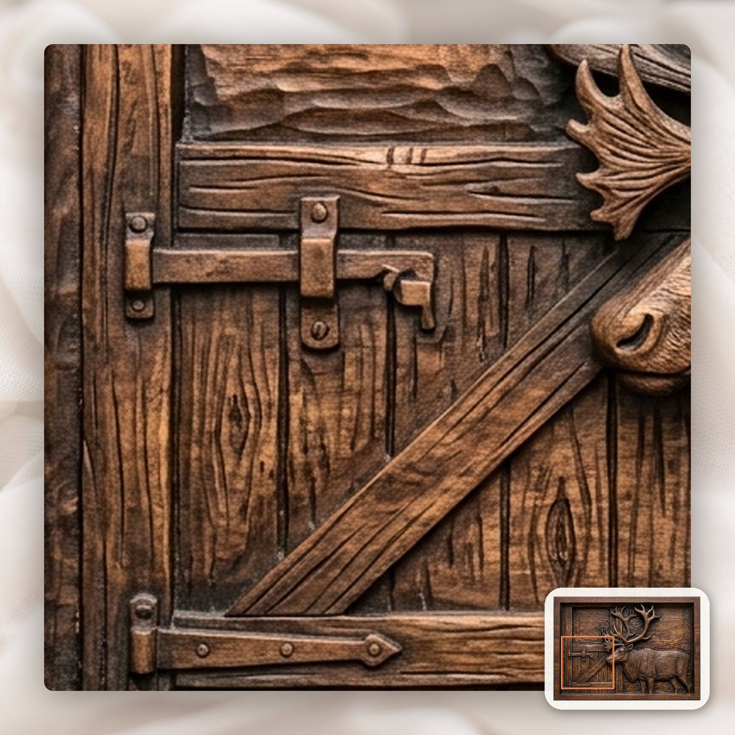 Reindeer Stable Scene CNC Relief STL bas-relief STL — view 12
