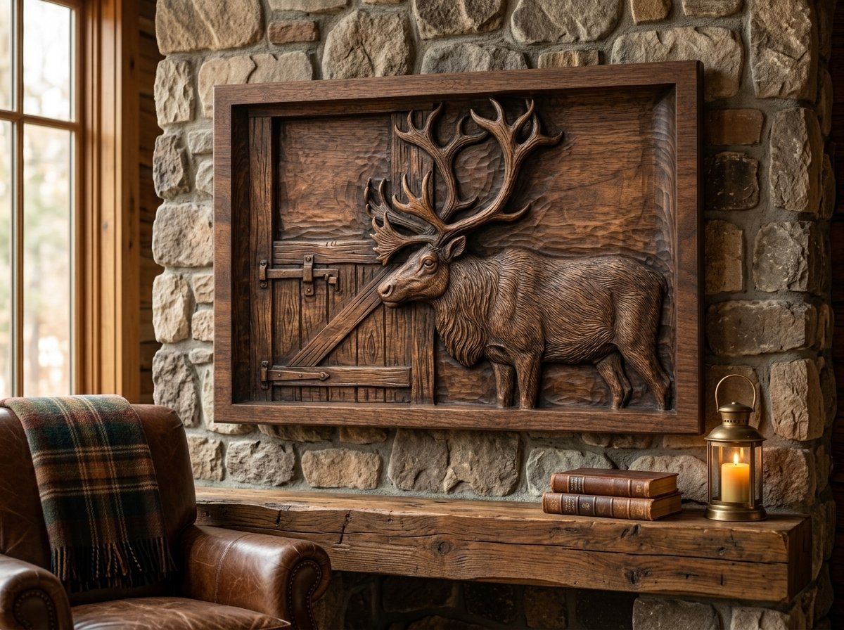 Reindeer Stable Scene CNC Relief STL bas-relief STL — view 13