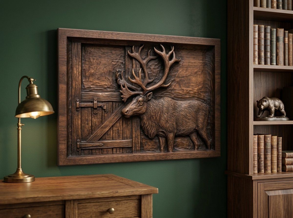 Reindeer Stable Scene CNC Relief STL bas-relief STL — view 14