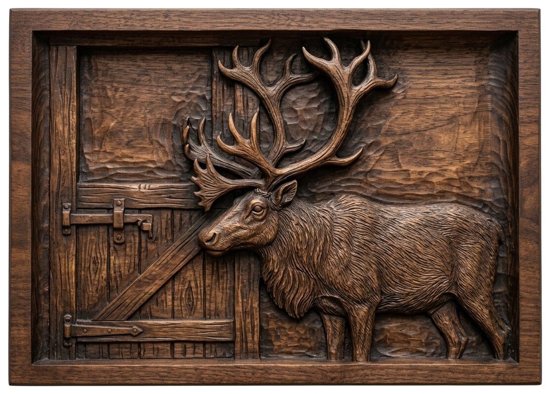 Reindeer Stable Scene CNC Relief STL bas-relief STL — view 4