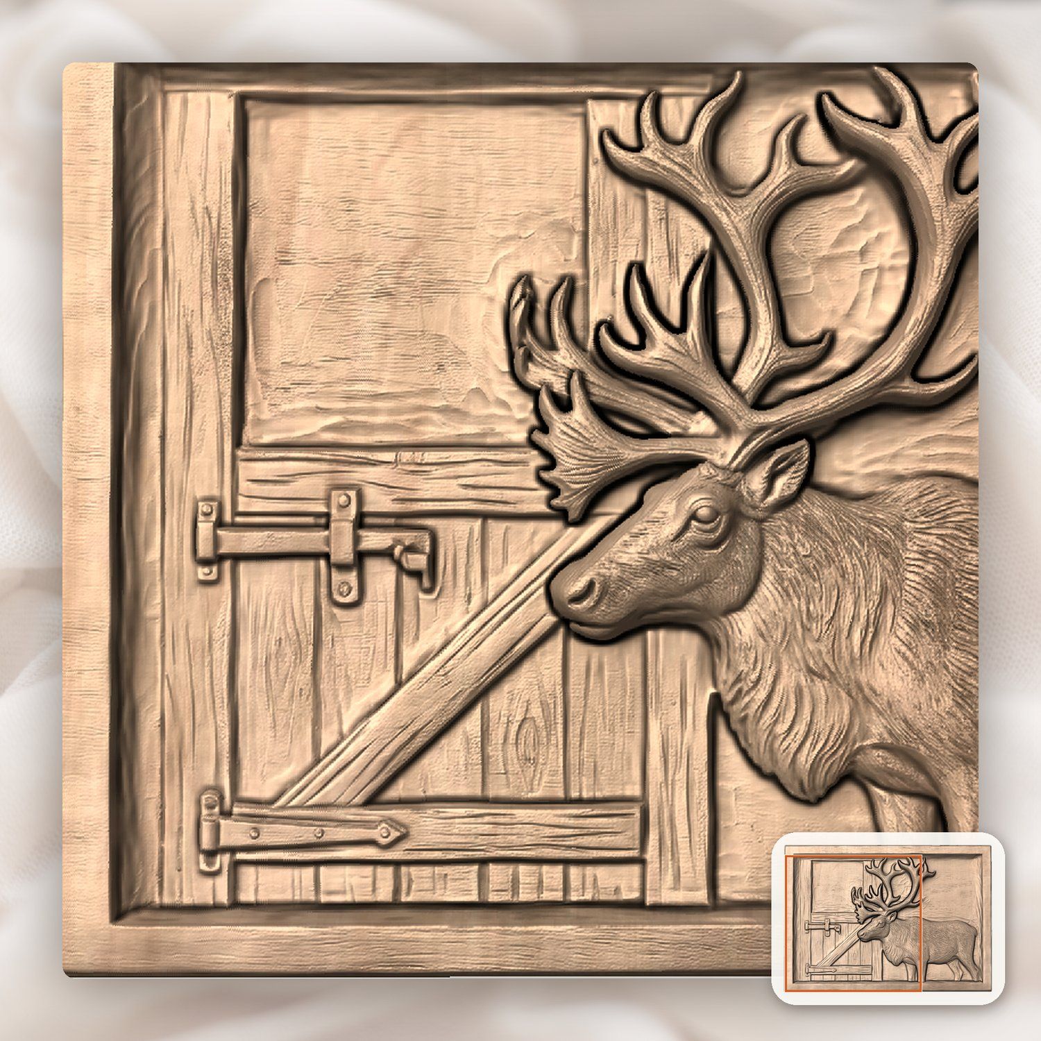Reindeer Stable Scene CNC Relief STL bas-relief STL — view 7