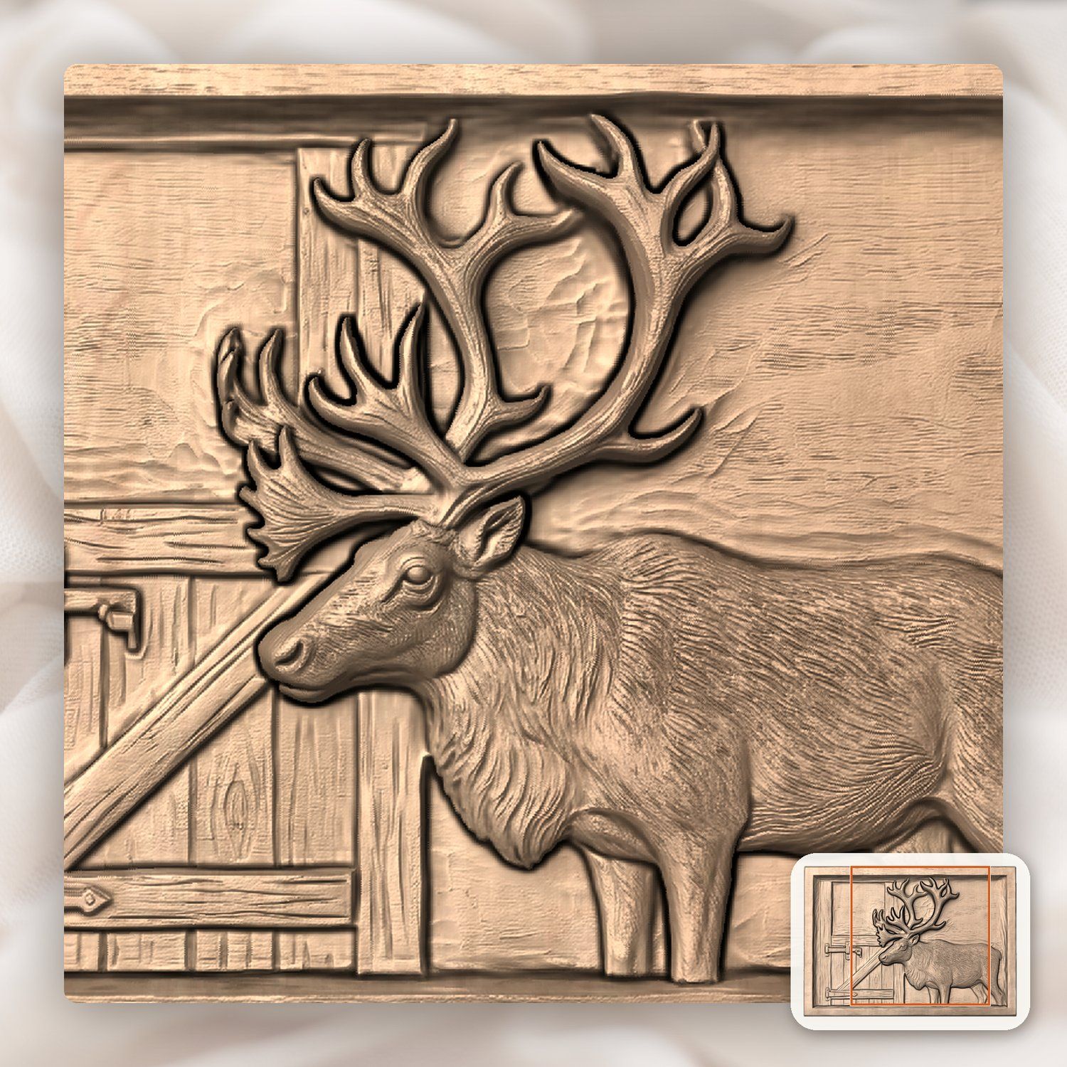 Reindeer Stable Scene CNC Relief STL bas-relief STL — view 8