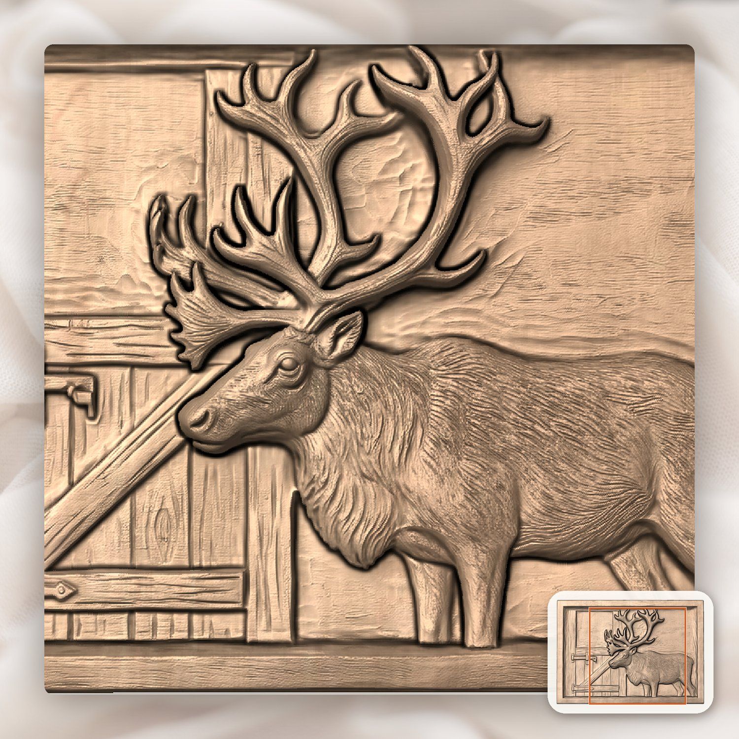 Reindeer Stable Scene CNC Relief STL bas-relief STL — view 9