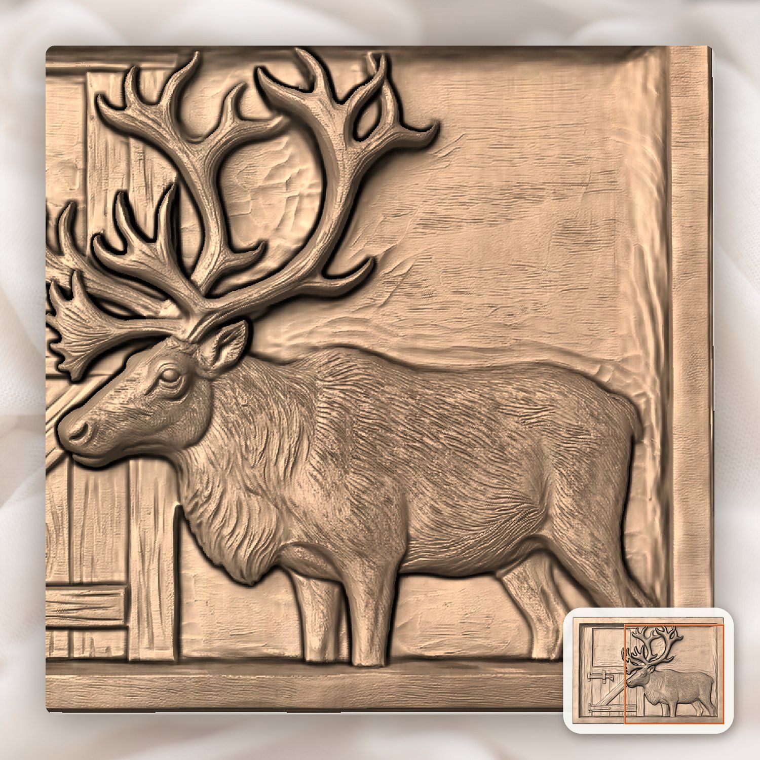 Reindeer Stable Scene CNC Relief STL bas-relief STL — view 10