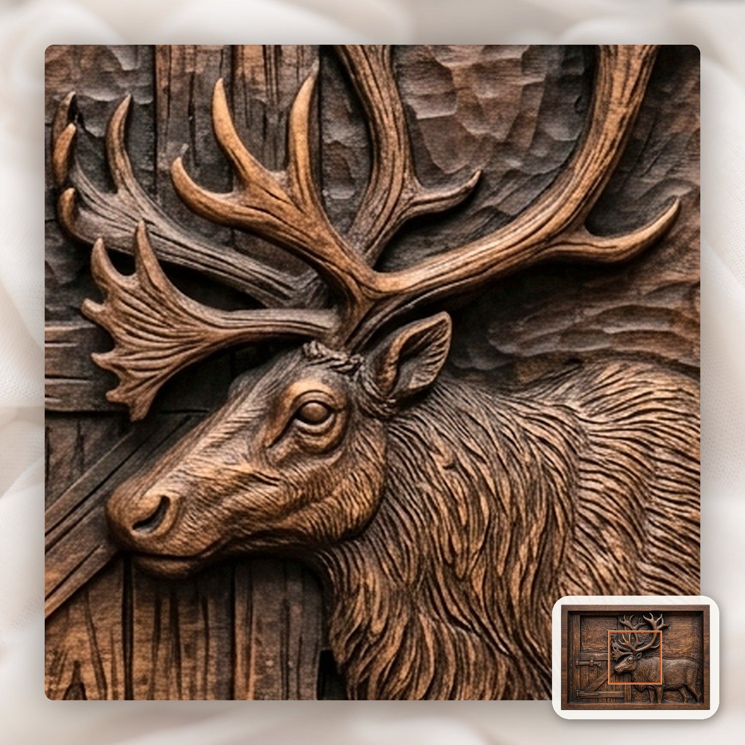Reindeer Stable Scene CNC Relief STL bas-relief STL — view 11
