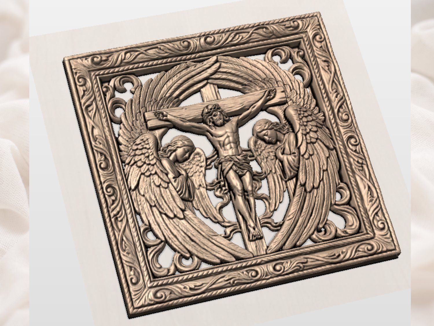 Religious Crucifixion Wall Art bas-relief STL — view 2