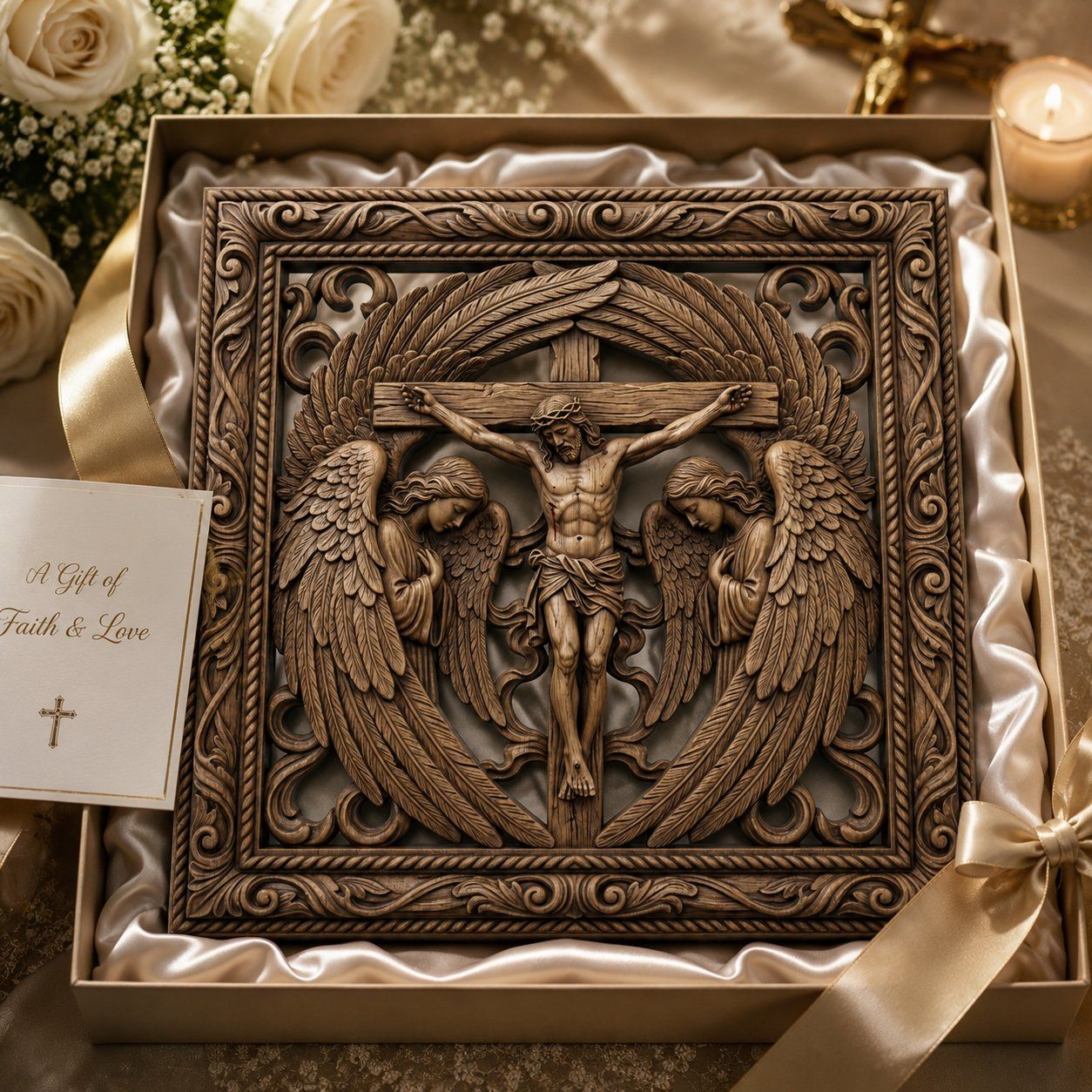 Religious Crucifixion Wall Art bas-relief STL — view 7