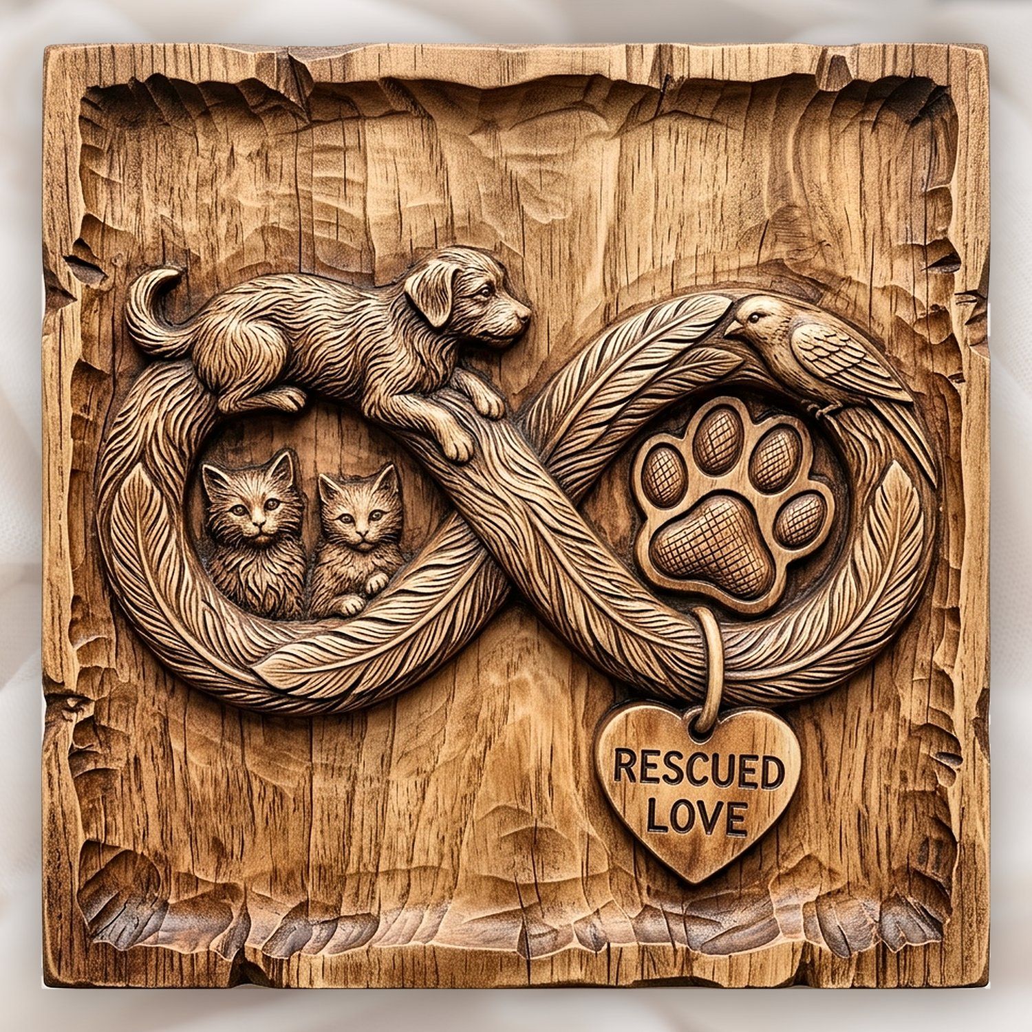 Rescued Love Infinity Pet Memorial CNC Relief STL bas-relief STL design
