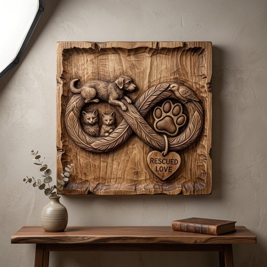 Rescued Love Infinity Pet Memorial CNC Relief STL bas-relief STL — view 13