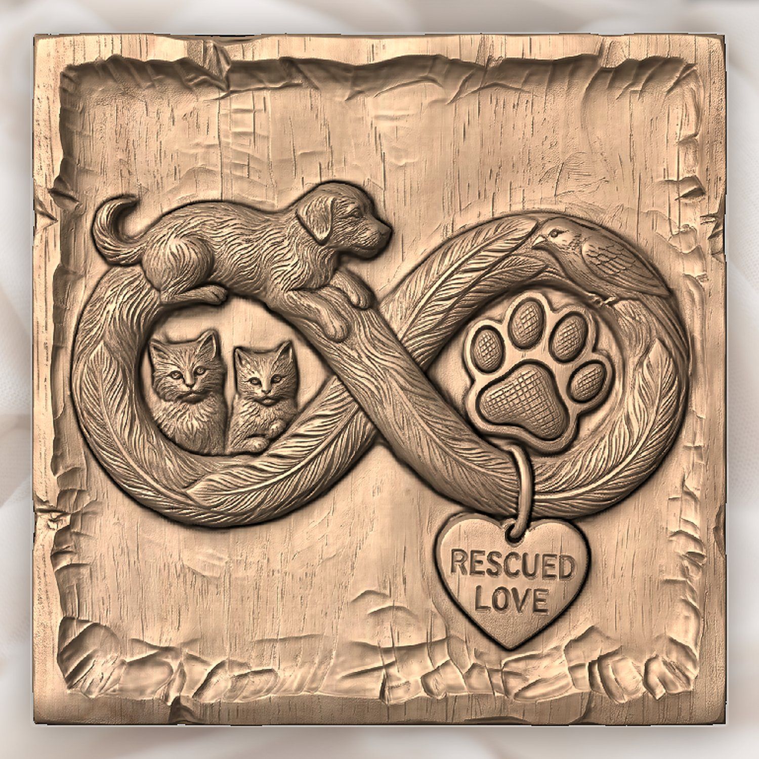 Rescued Love Infinity Pet Memorial CNC Relief STL bas-relief STL — view 4
