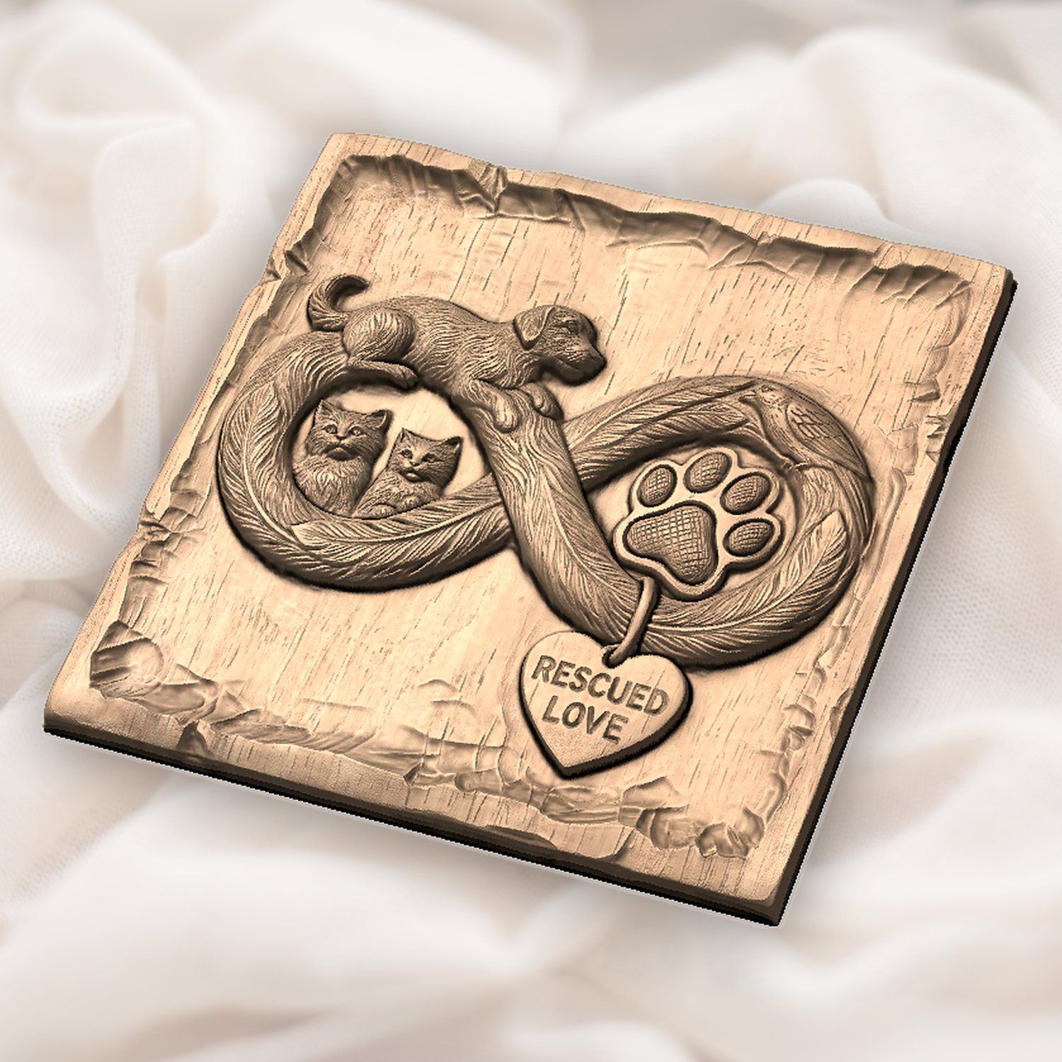 Rescued Love Infinity Pet Memorial CNC Relief STL bas-relief STL — view 5