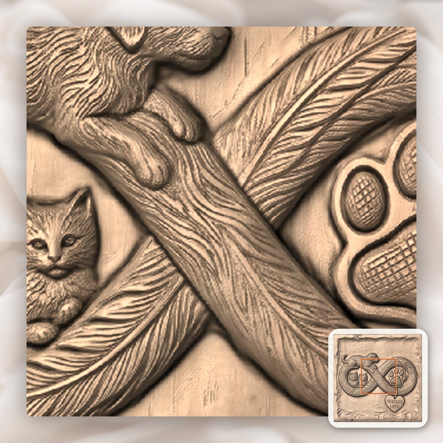 Rescued Love Infinity Pet Memorial CNC Relief STL bas-relief STL — view 7