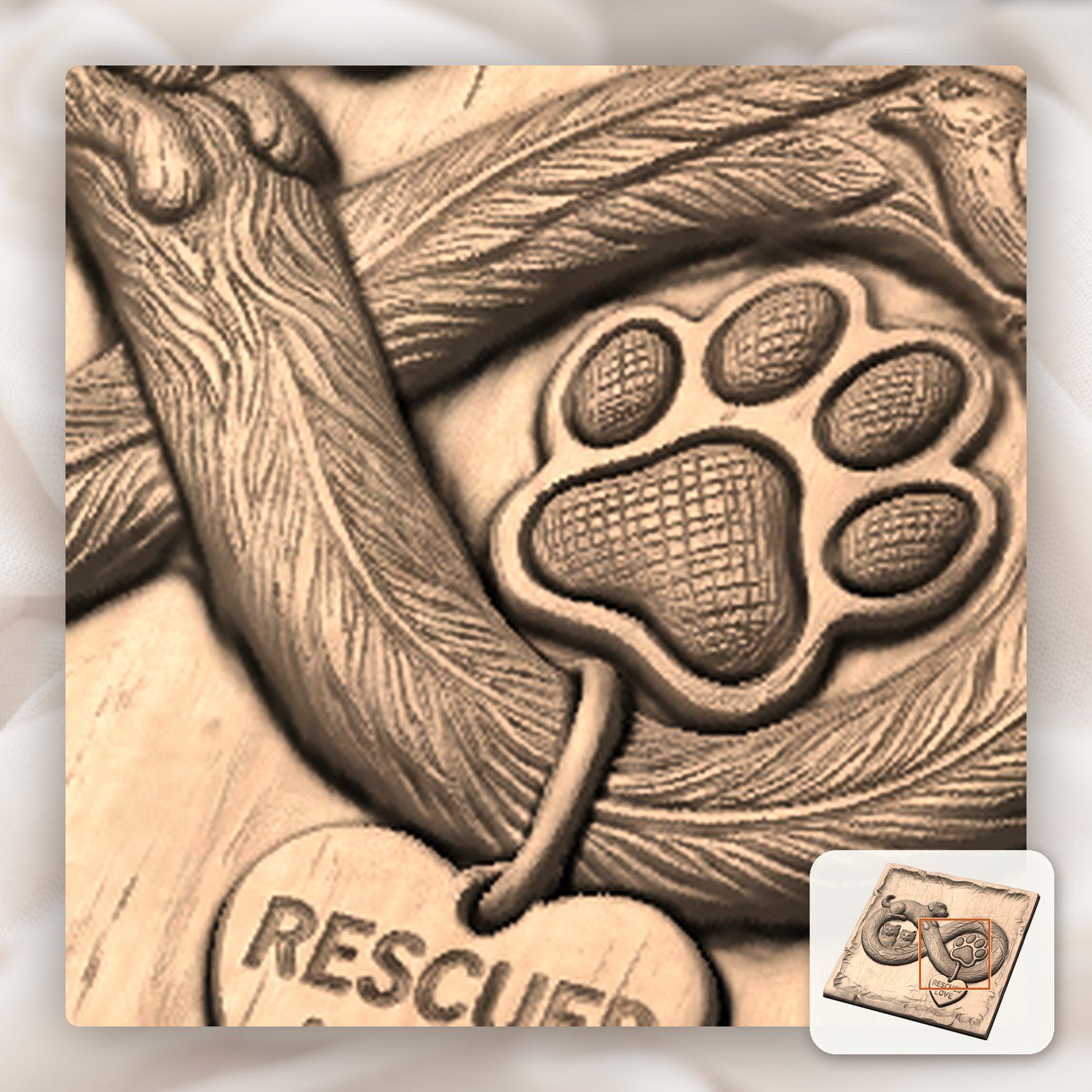 Rescued Love Infinity Pet Memorial CNC Relief STL bas-relief STL — view 9