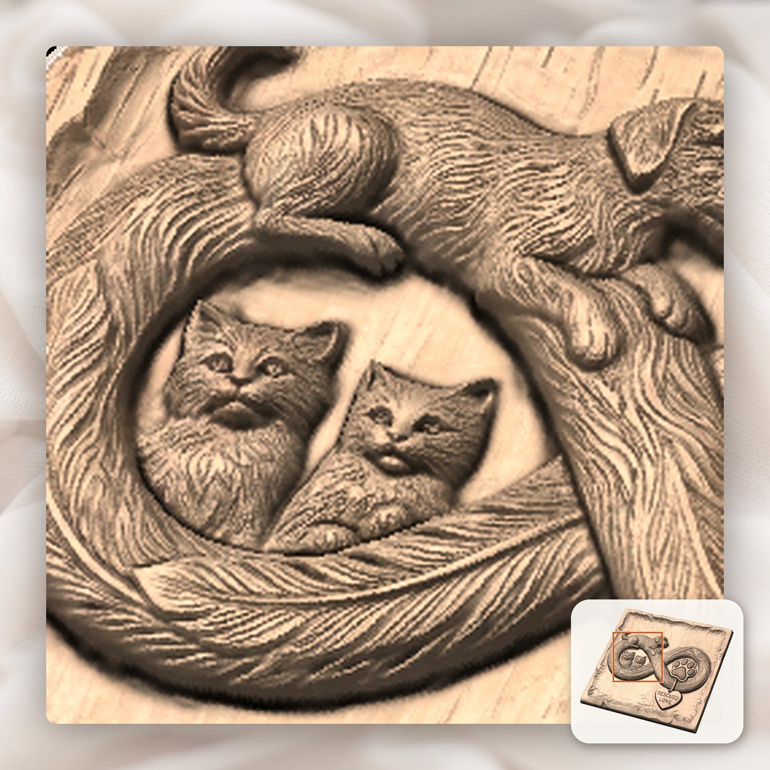Rescued Love Infinity Pet Memorial CNC Relief STL bas-relief STL — view 10