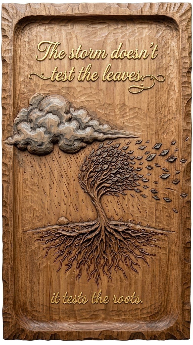 Resilience Roots Inspirational Quote CNC Relief STL | Motivational Tree Wall Art | Nature Wood Carving Design — carved bas relief STL file for CNC