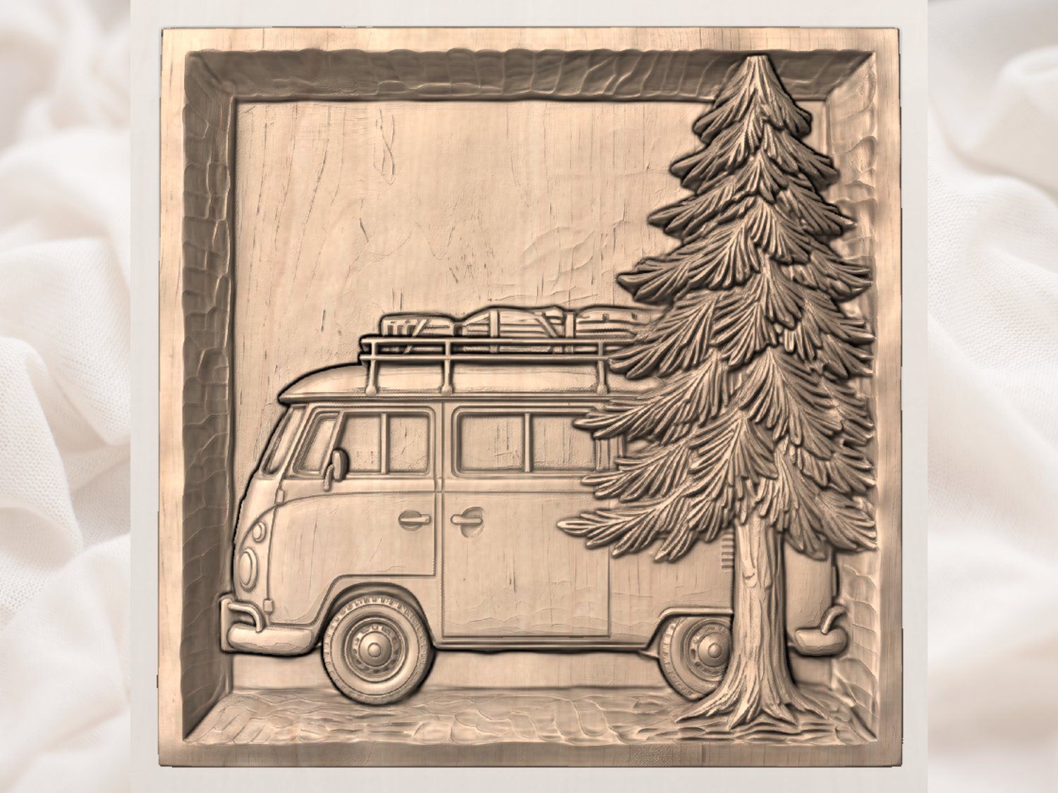 Retro Camper Van Forest Adventure CNC Relief STL bas-relief STL — view 4