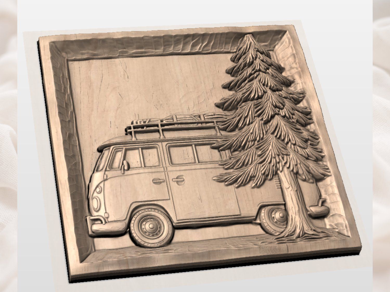 Retro Camper Van Forest Adventure CNC Relief STL bas-relief STL — view 5