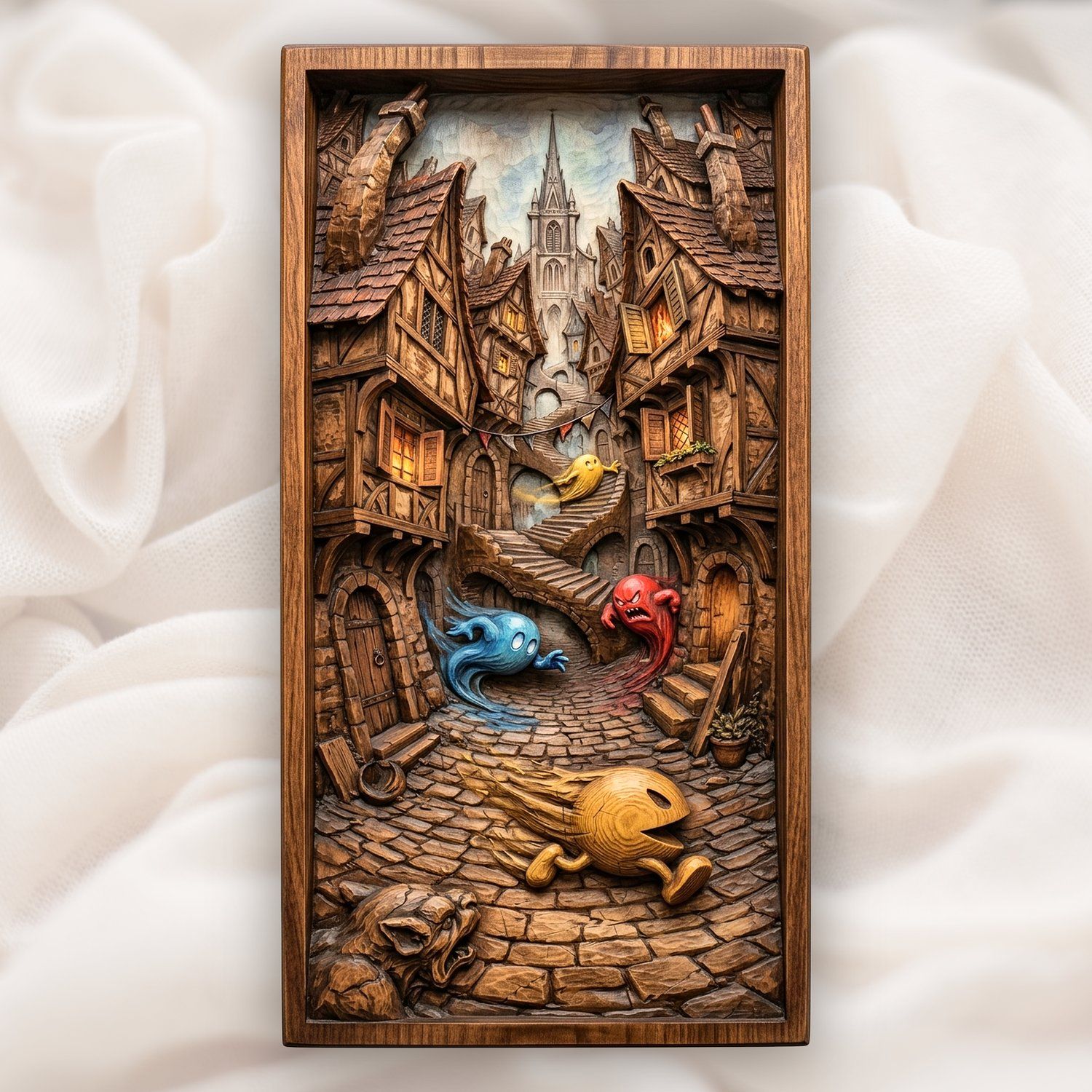 Retro Gaming Medieval Village CNC Relief STL bas-relief STL design