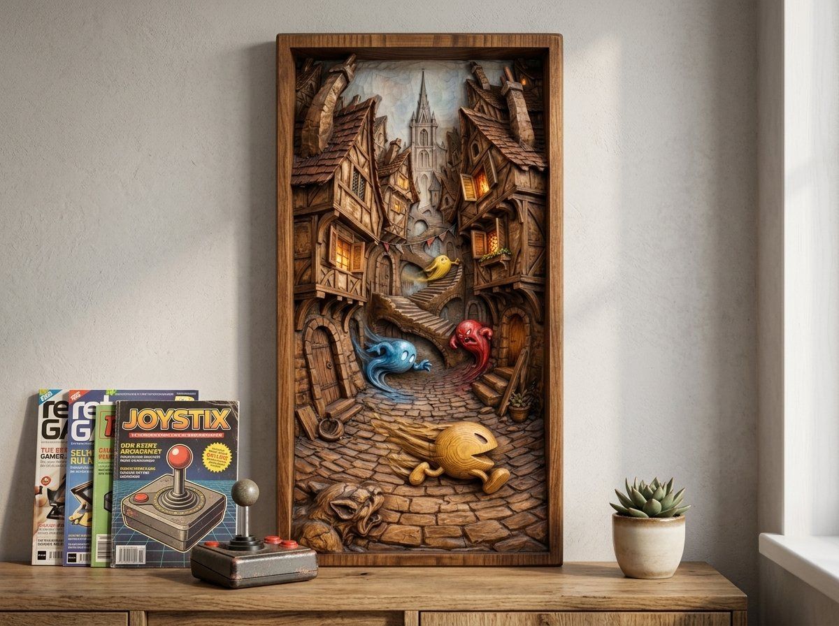 Retro Gaming Medieval Village CNC Relief STL bas-relief STL — view 14