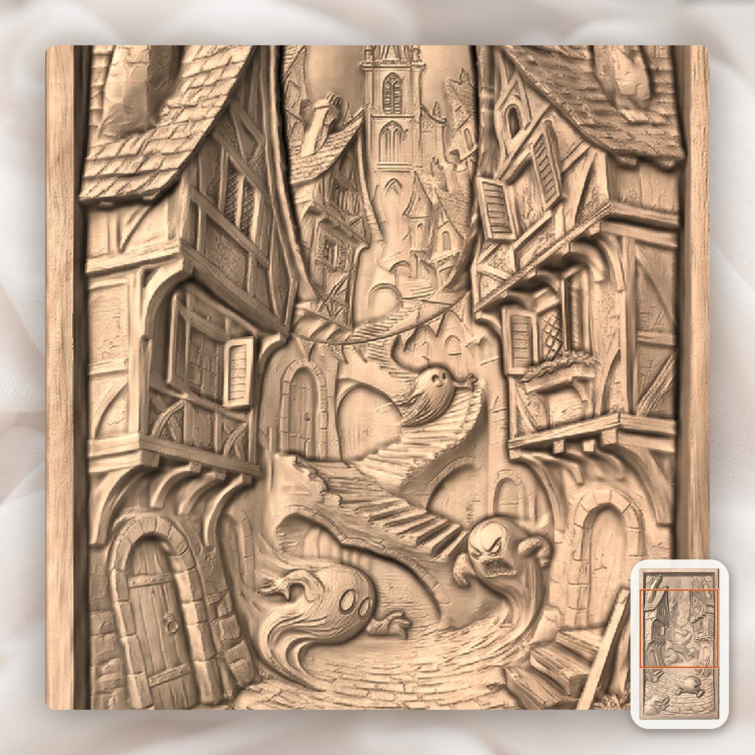 Retro Gaming Medieval Village CNC Relief STL bas-relief STL — view 7