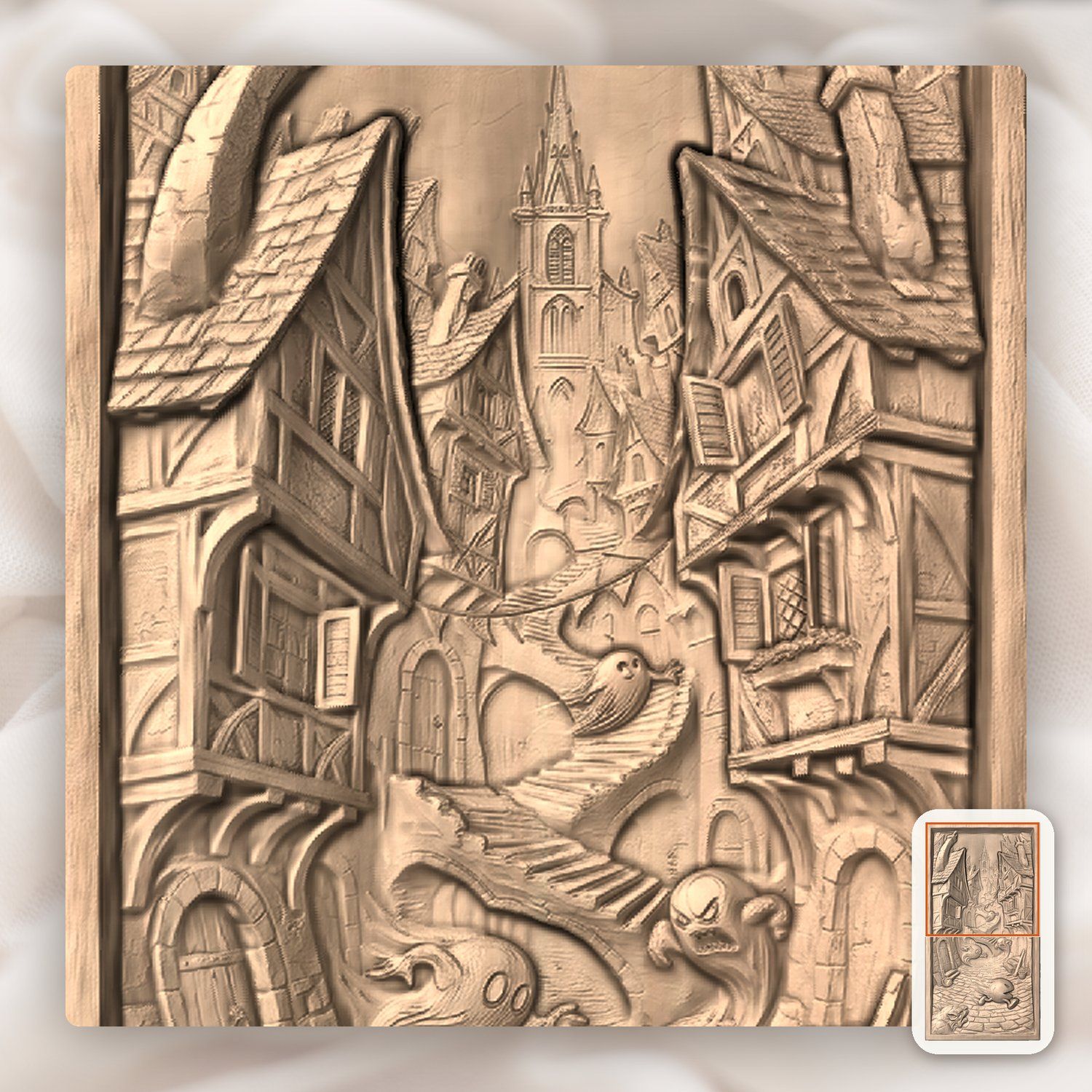 Retro Gaming Medieval Village CNC Relief STL bas-relief STL — view 10