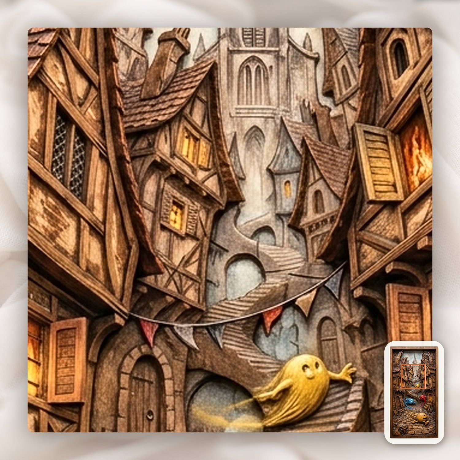 Retro Gaming Medieval Village CNC Relief STL bas-relief STL — view 11