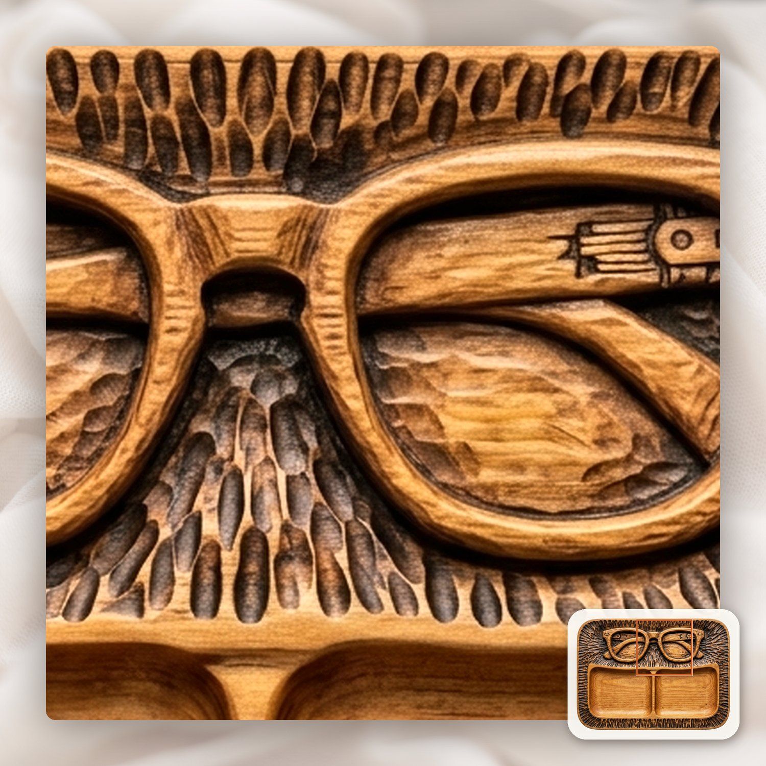 Retro Glasses Valet Tray CNC Relief STL bas-relief STL — view 12