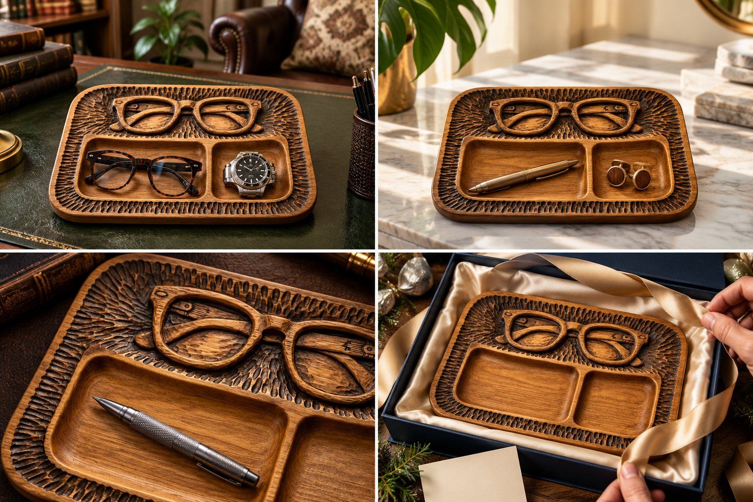 Retro Glasses Valet Tray CNC Relief STL bas-relief STL — view 16