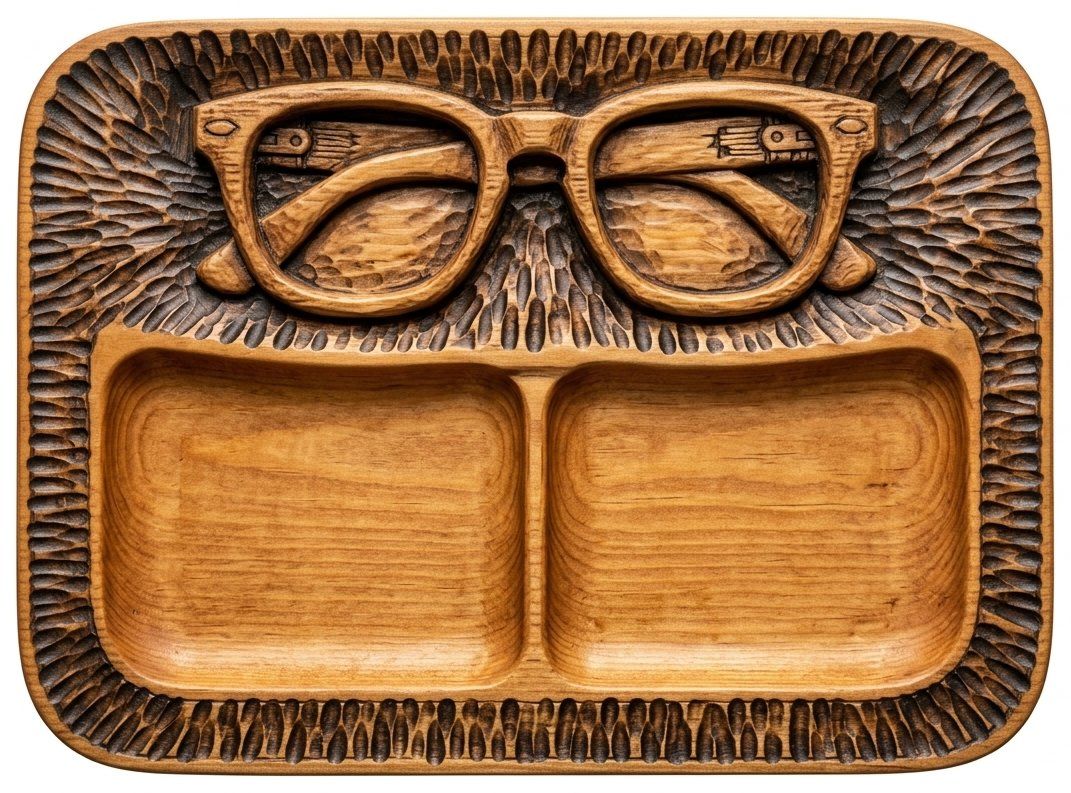 Retro Glasses Valet Tray CNC Relief STL bas-relief STL — view 11