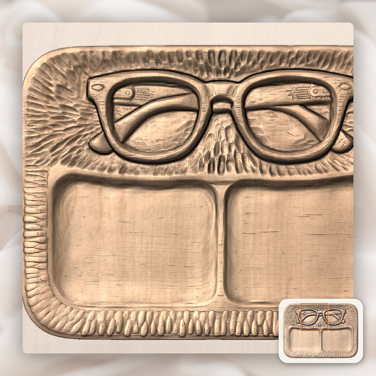 Retro Glasses Valet Tray CNC Relief STL bas-relief STL — view 6