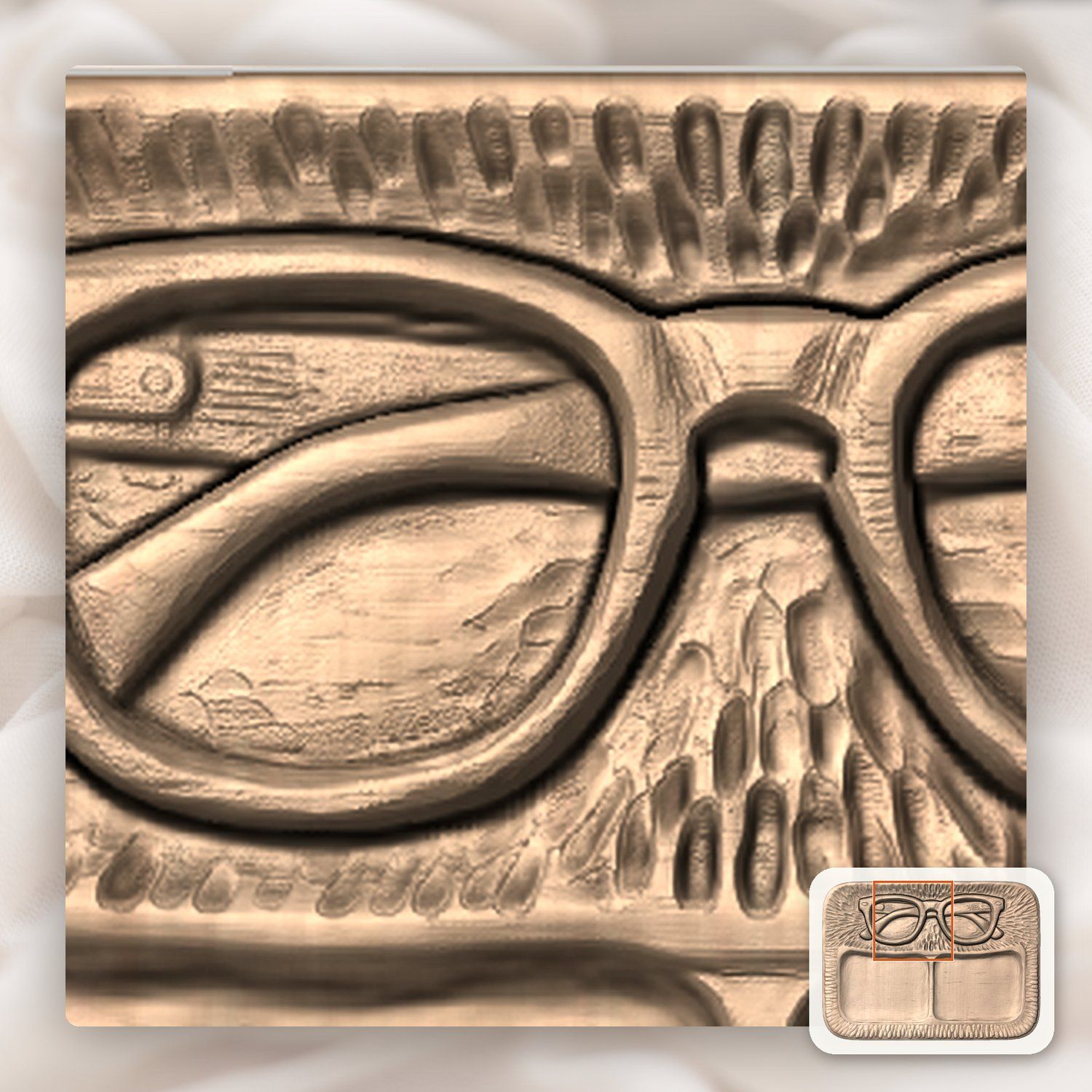 Retro Glasses Valet Tray CNC Relief STL bas-relief STL — view 7