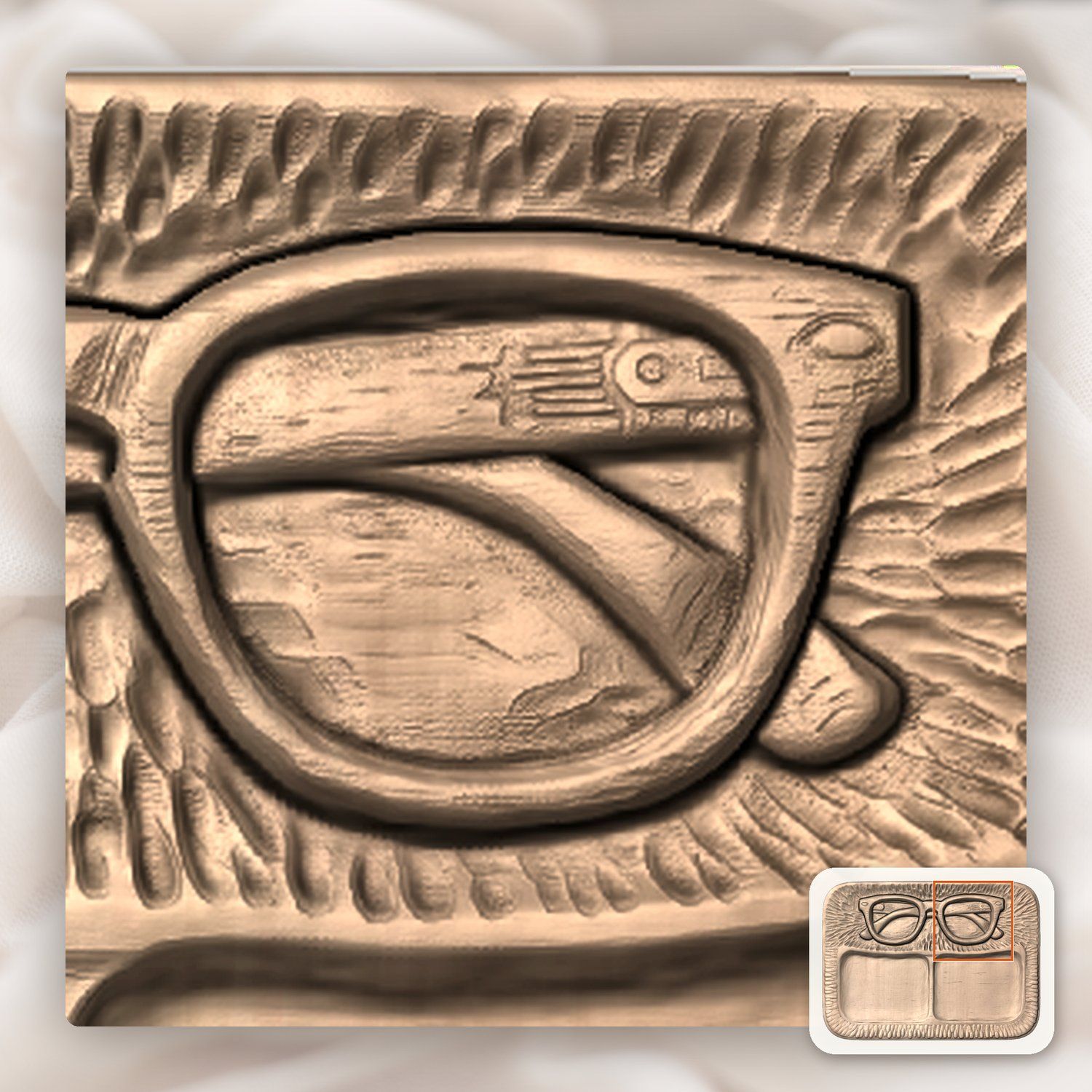 Retro Glasses Valet Tray CNC Relief STL bas-relief STL — view 8